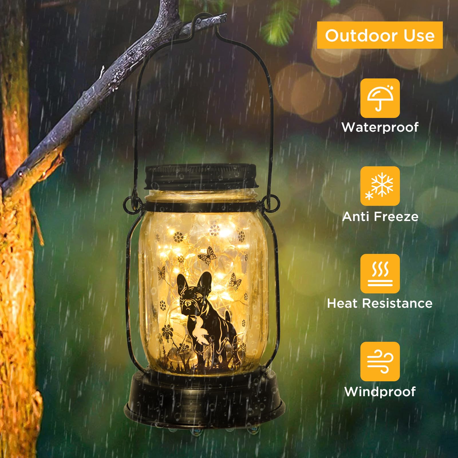 Kyoryuger French Bulldog Solar Lantern - Pet Memorial Lights for Garden, Yard, Patio, Porch - Dog Mom Birthday Gift