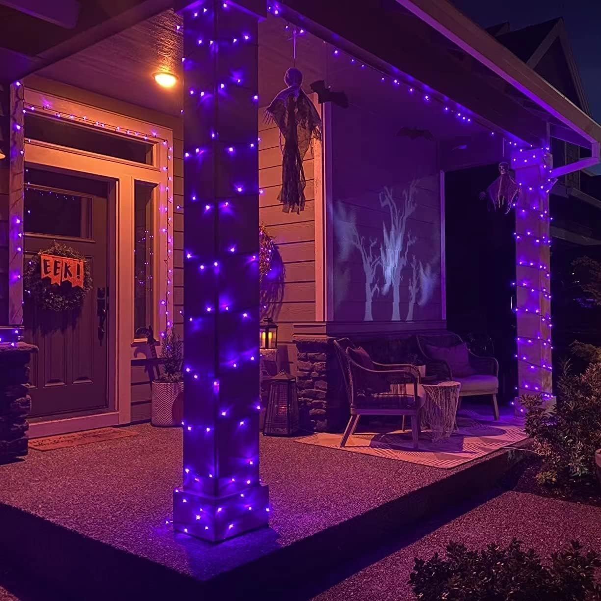YEGUO Purple Christmas Lights, 200 LED Twinkle String Lights, 66ft Green Wire, Waterproof, 8 Modes for Indoor/Outdoor Use