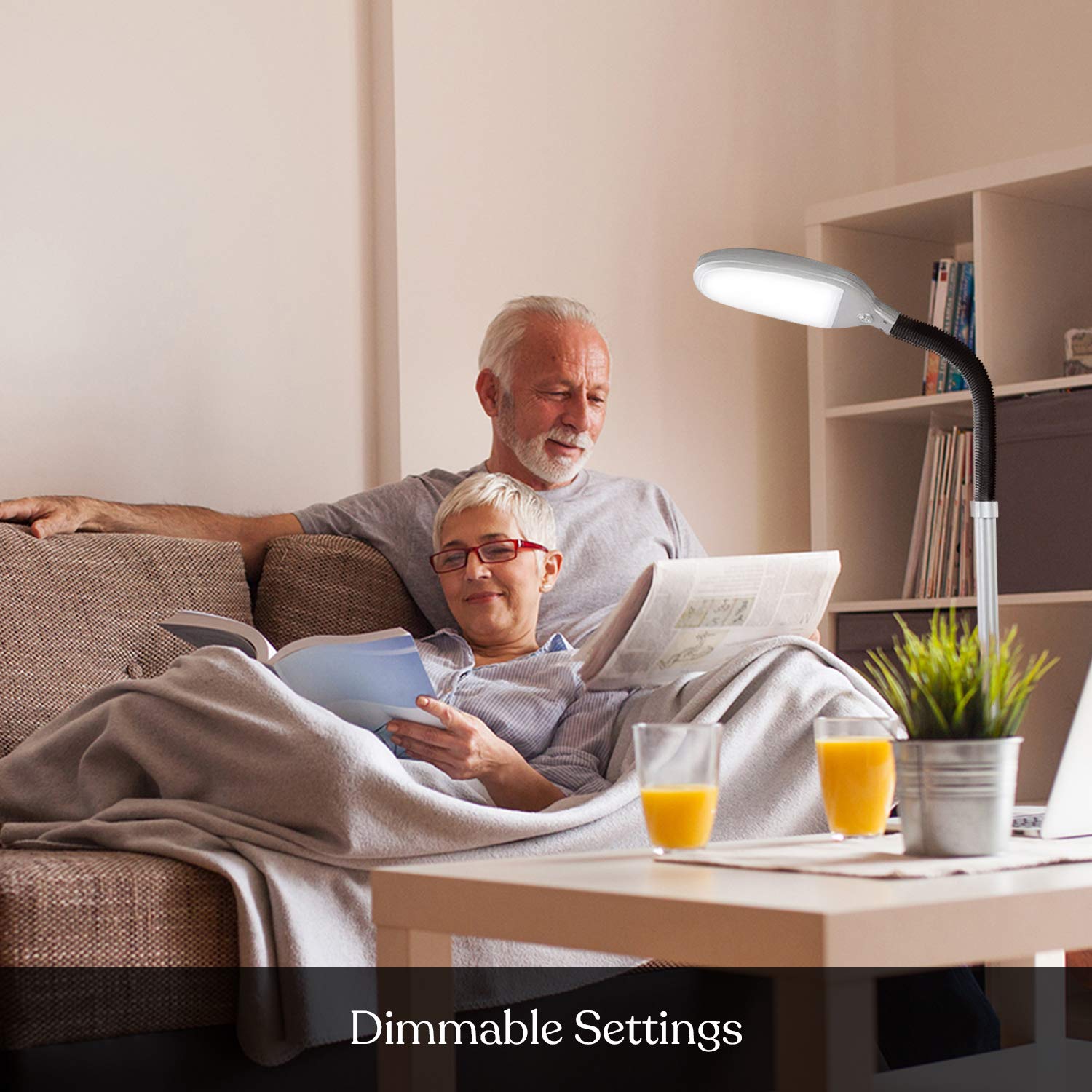 Brightech Litespan LED Floor Reading Lamp, 12W, 850-950 Lumens, Adjustable, Titanium Silver, Model FBA_LTSPNSL