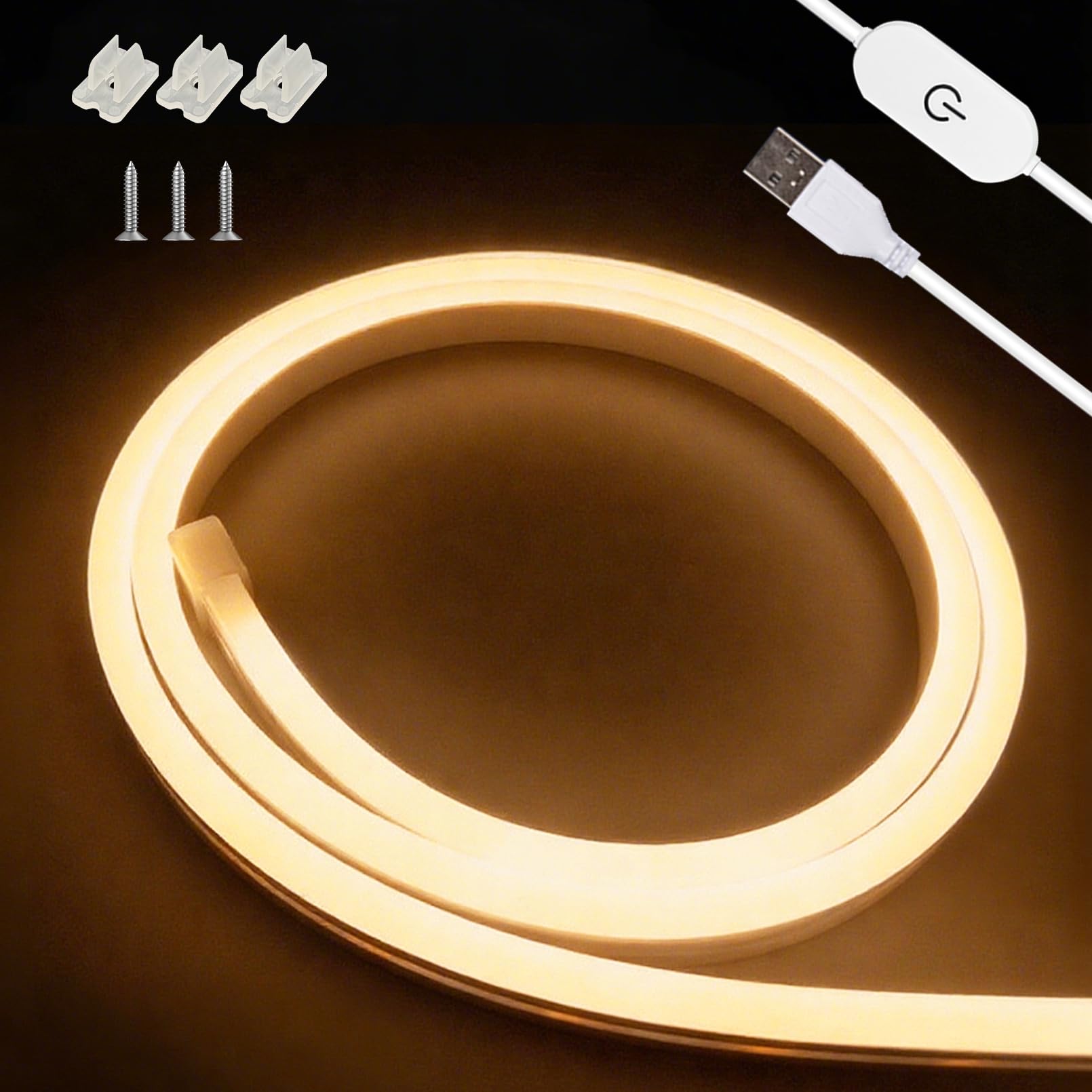 Zslaifu Usb Led Light Strip  3.28Ft 5V Warm Led Strip Lights  Dimmable Mirror Led Lights Strip  Usb Light For Bedroom  Cabinet  Kitchen  Diy Lighting (Power Adapter Not Included)