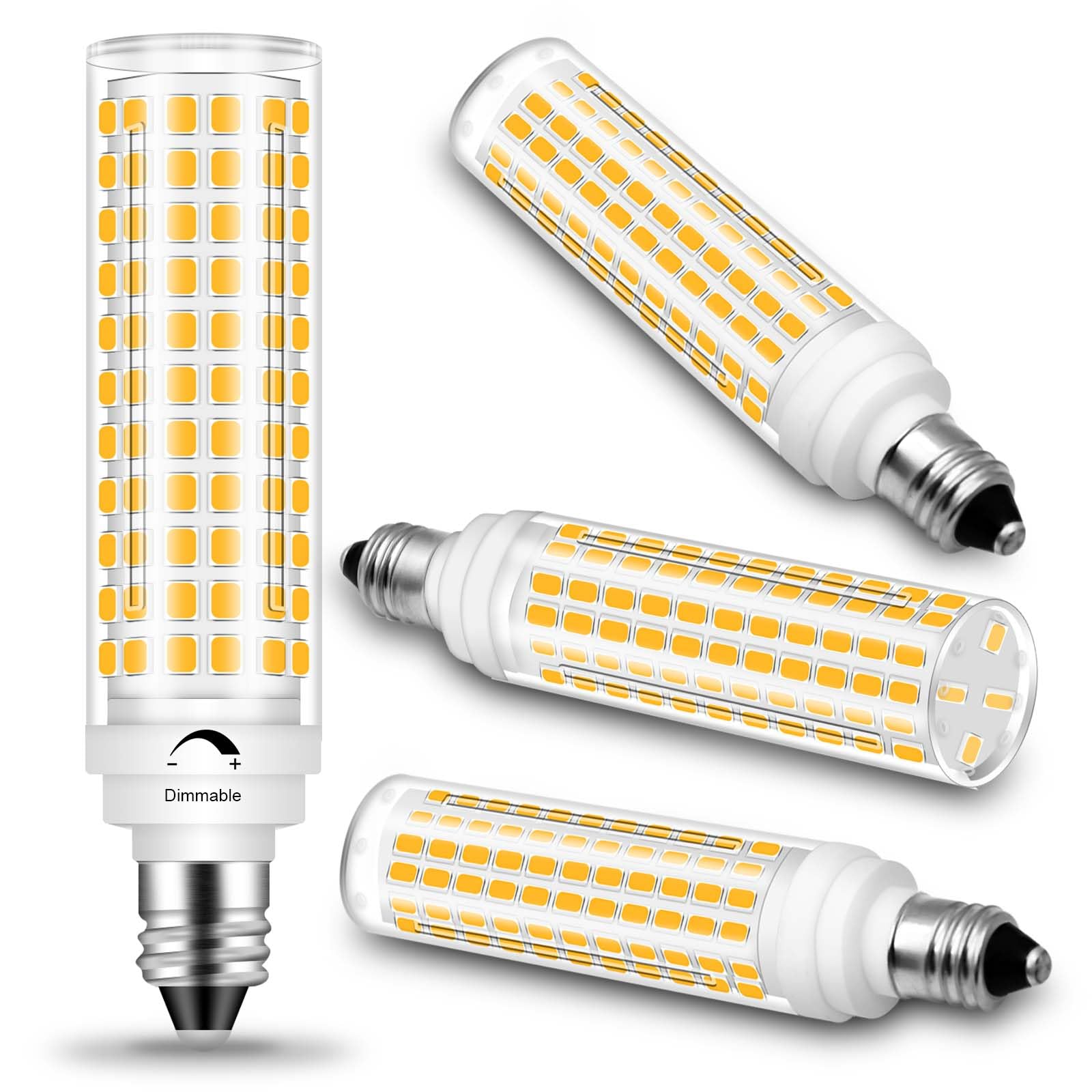 Zhenming E11 Led Bulb 100W Halogen Bulbs Equivalent,Jde11 T4 Mini Candelabra Led Bulb Dimmable 10W 1000Lm,Warm White 3000K,120V 
