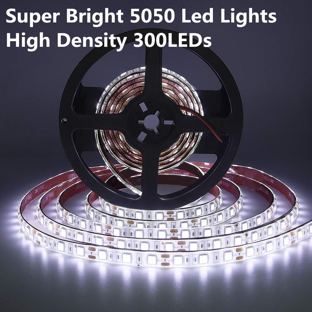 Lrimauix RV Awning Lights, 12V Waterproof LED Strip, 16.4ft x 0.39in, White, Model MNTK-45432