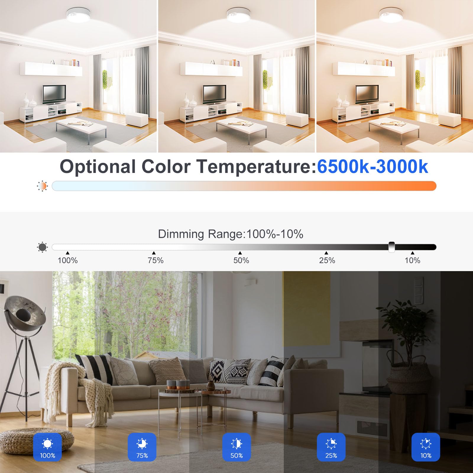 Battery Operated Motion Sensor Ceiling Light Fixture-Wireless Motion Sensor Light Indoor With Remote/Timer, Battery Powered Clos