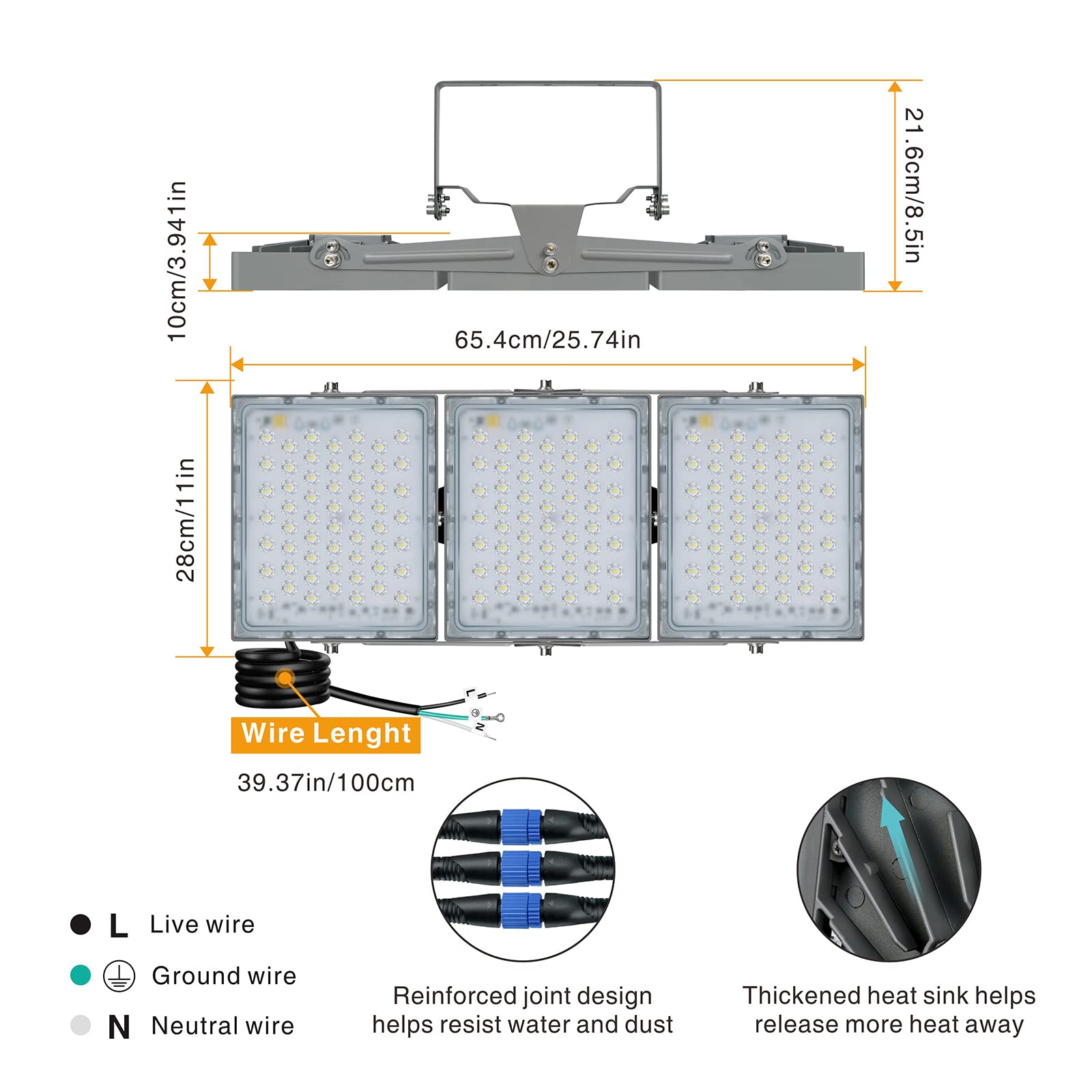 STASUN 300W LED Flood Light - 27000lm, 330° Angle, IP66 Waterproof, Daylight White - Model FL--112 for Outdoor Security & Area Lighting