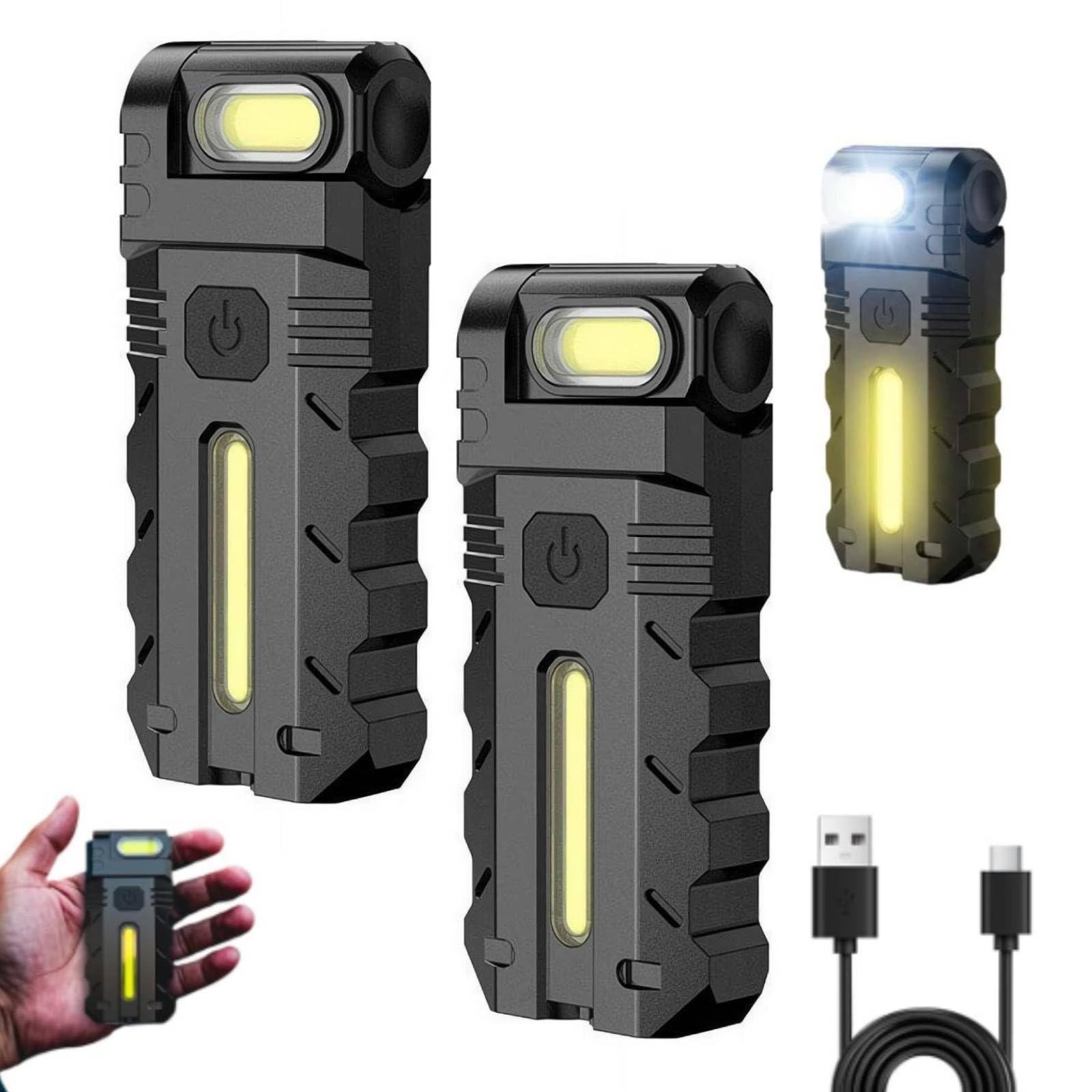 Swivial LED Flashlight, 180 Rotating Magnetic EDC Light, 1200 Lumens Rechargeable, Type-C Fast Charge, Dual-Light Source Clip-On