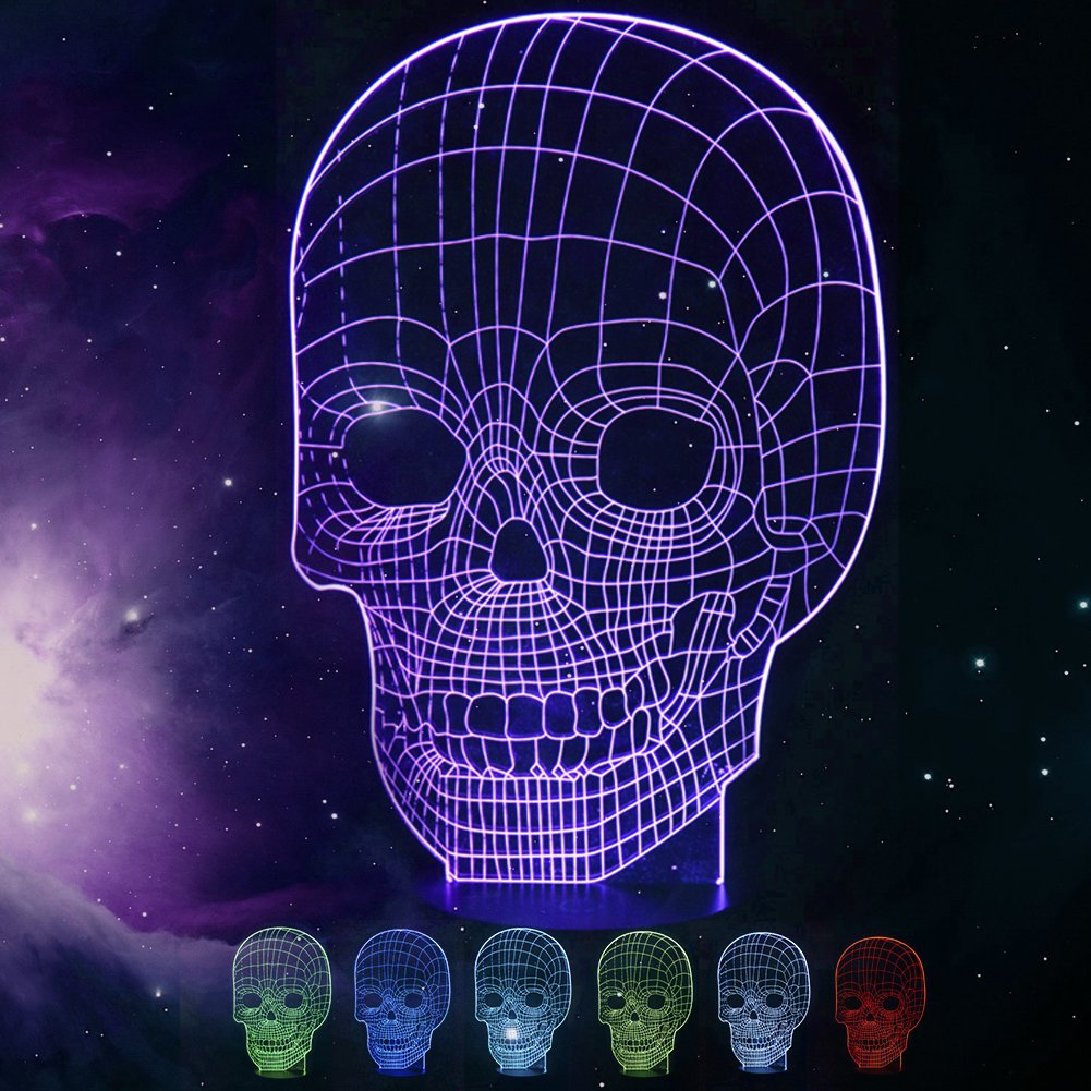 3D Skull Lamps,3D Night Lights, Amazing Illusion Lamps Night Lamps Led Night Lamps Optical Lamp Gift For Kids 7 Color Change Visual Lamp
