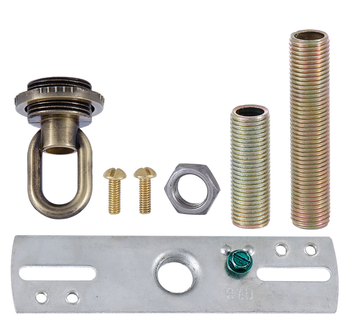 B&P Lamp® Screw Collar Canopy Hardware Set, Antique Brass, Steel, Model 10933A