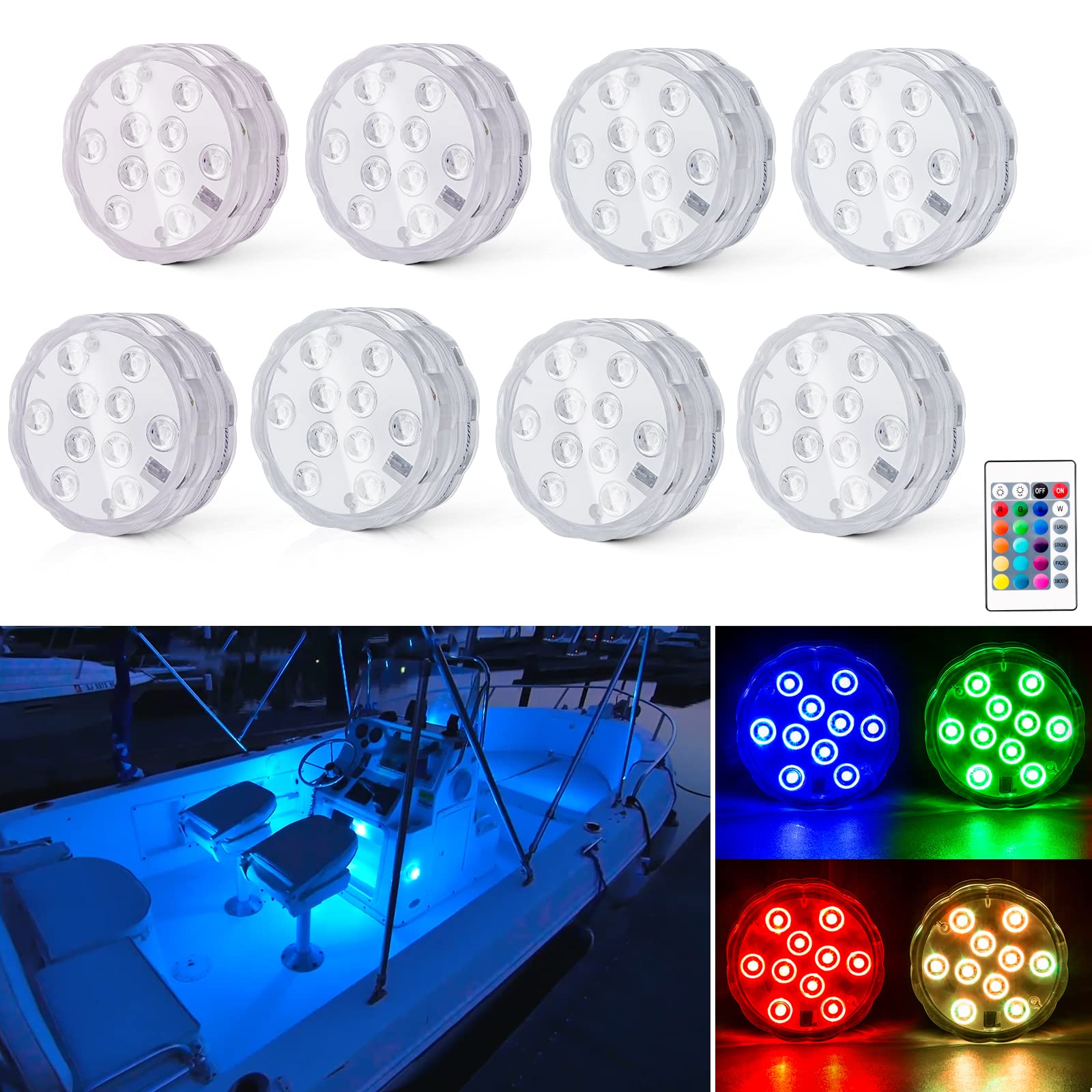 Shangyuan Boat Lights Wireless, Battery Powered Operated Marine Led Interior Light for Boat Deck Courtesy Light, for Fishing Pon