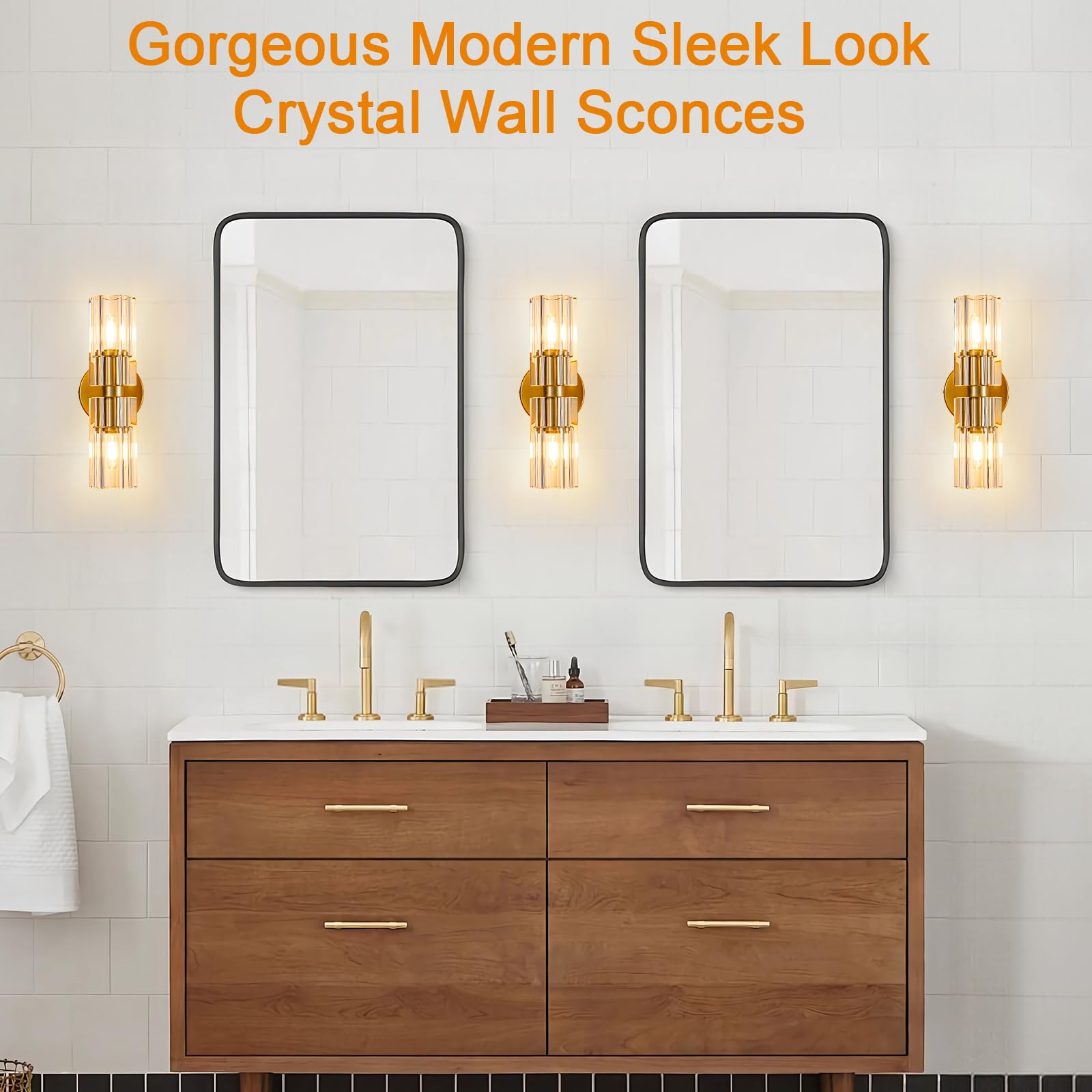 Plsintly Gold Crystal Wall Sconces Set Of Two  Wall Sconce Set Of 2  Brass Sconces Wall Lighting With K9 Crystal Lampshade  Wall Lights For Bedroom Living Room Bathroom Hallway