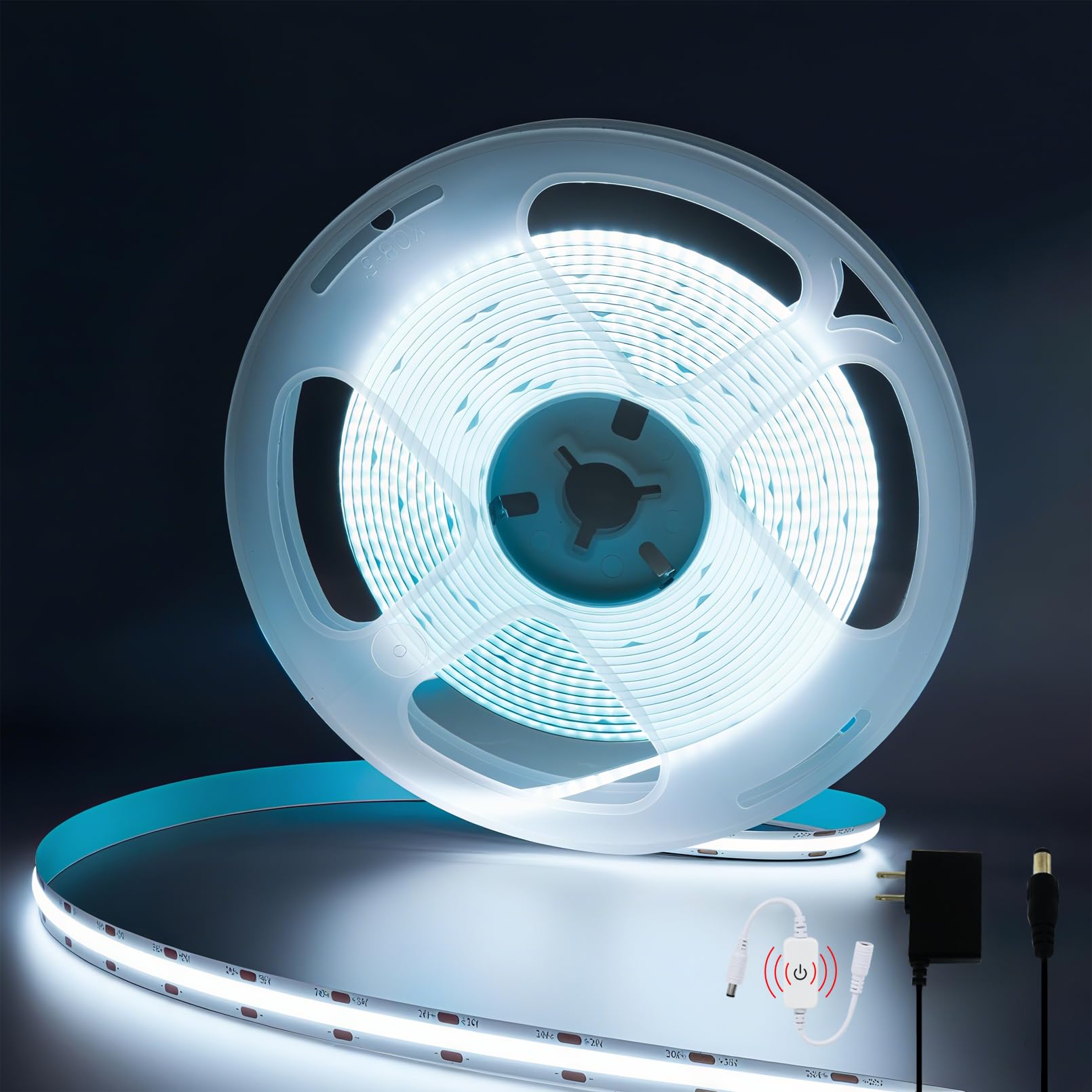 LED Light Band 16.4Ft White Light 6000K Dimmable 24V COB Super Bright LED Band Lights Suitable For Bedroom  Cabinet  TV lights  Party and Home Indoor Decoration led tape light( With Power Adapter )