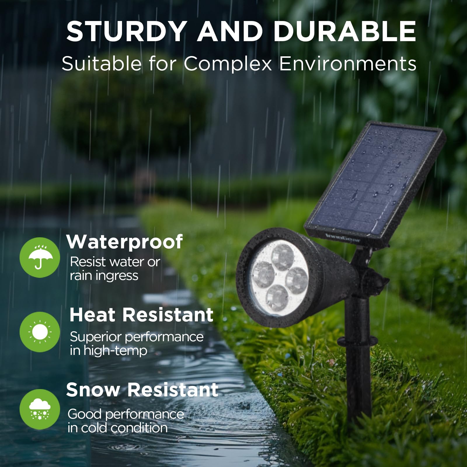 InnoGear Solar Lights Outdoor Spotlights, Auto On/Off, Pack of 6, Waterproof, White, Model SL406, High-impact ABS Plastic
