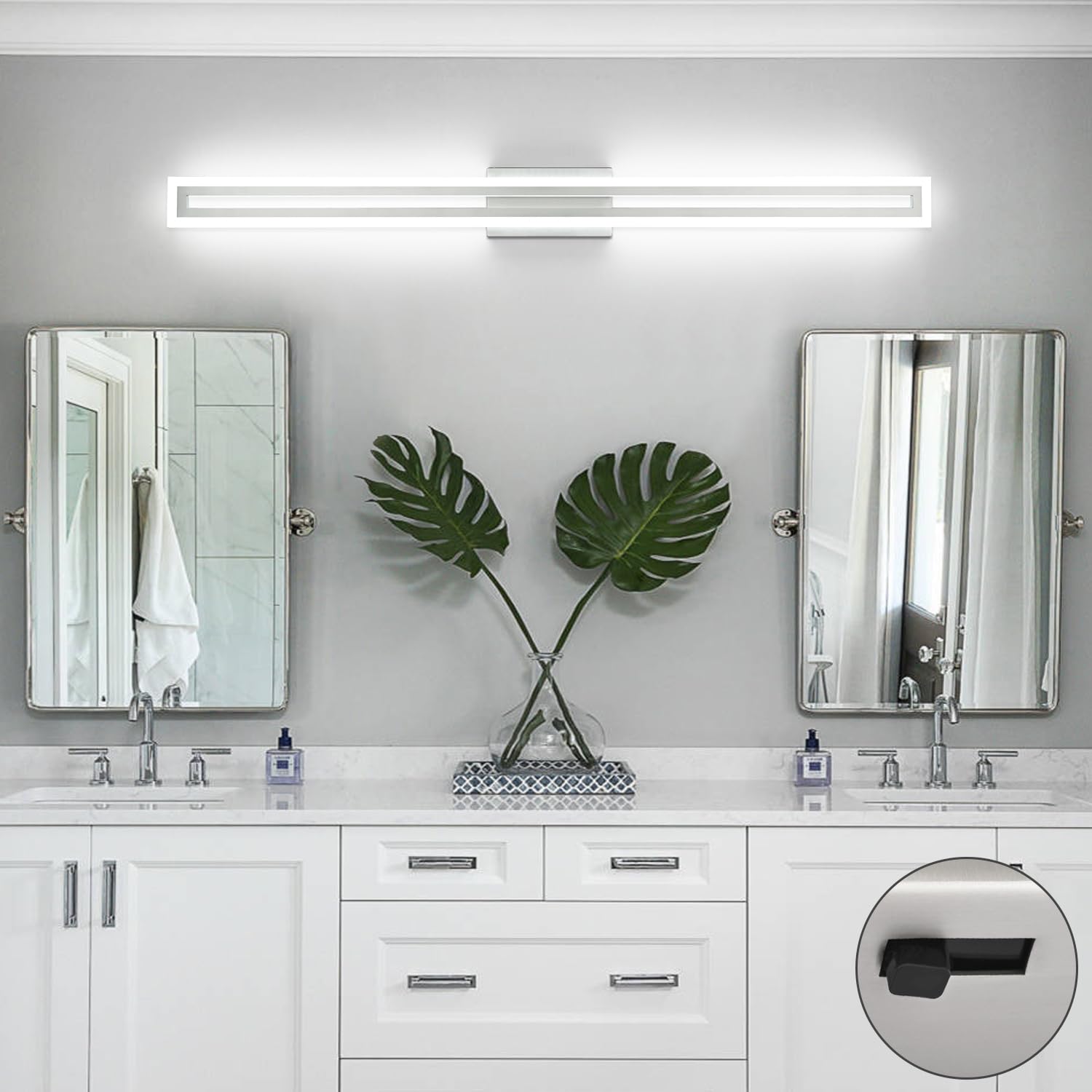 SOLFART Brushed Nickel Vanity Lights 48 Inch 5CCT Adjustable Color & Brightness Aluminum S8300-1220mm