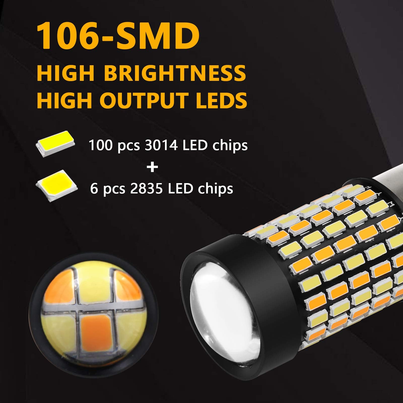 PHINLION 1157 LED Bulbs, Super Bright White Amber Dual Color, Projector for Car Turn Signal Parking Lights