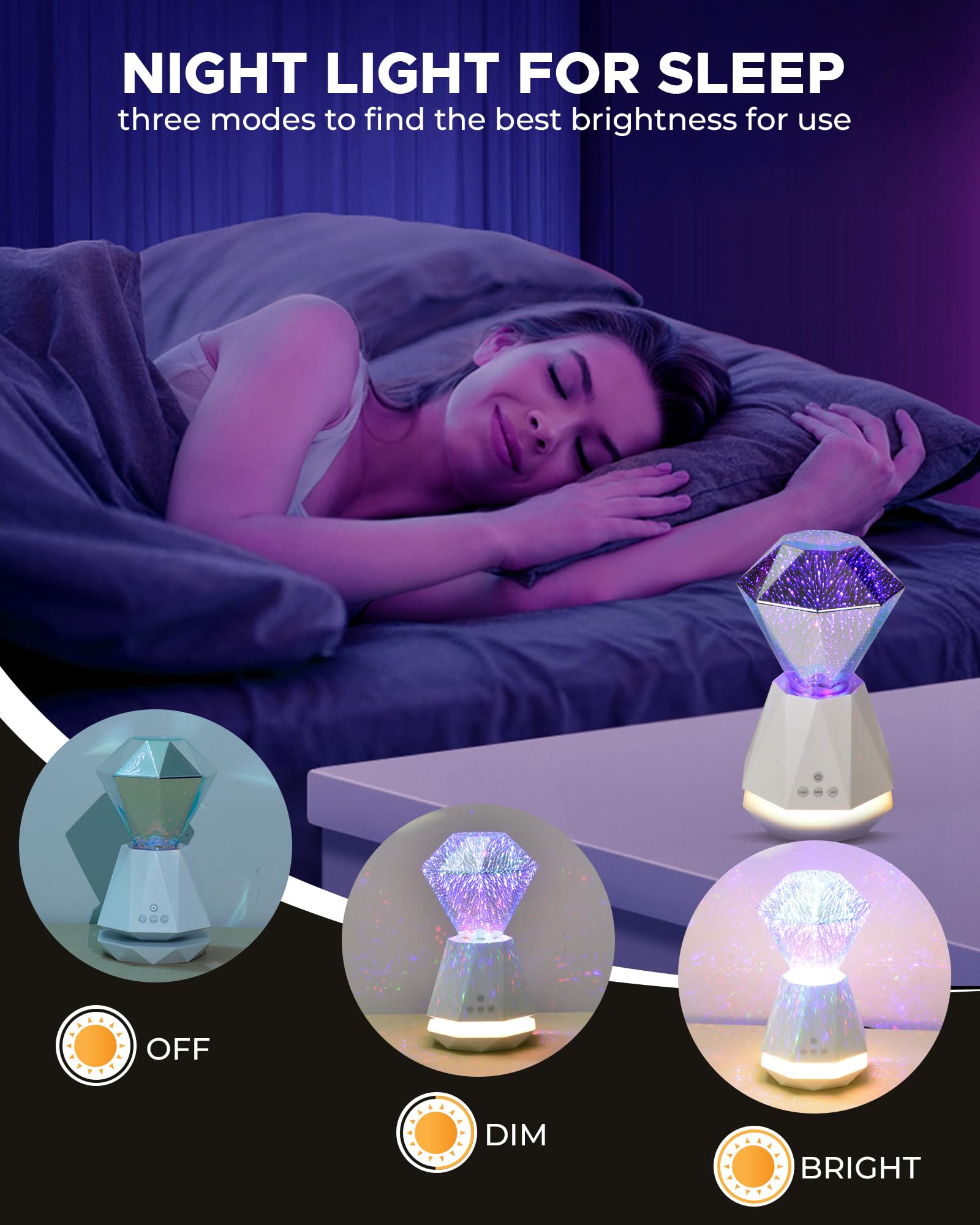 Mansuon 3D Diamond Laser Light, Dimmable Firework Bedside Lamp, With Led Night Light, Built In Speaker, Atmosphere Table Lamp For Living Room Decor, Valentine'S Day And Birthday Gifts