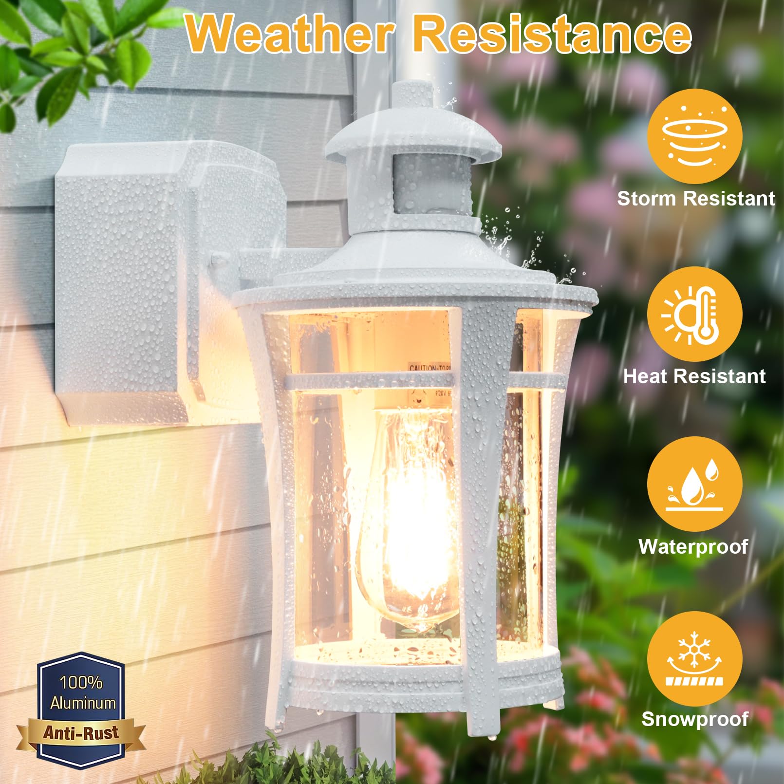 Porch Lights With Outlet,2 Pack Outdoor Motion Sensor Lights,Dusk To Dawn Exterior Light Fixture,White Anti-Rust Waterproof Outd