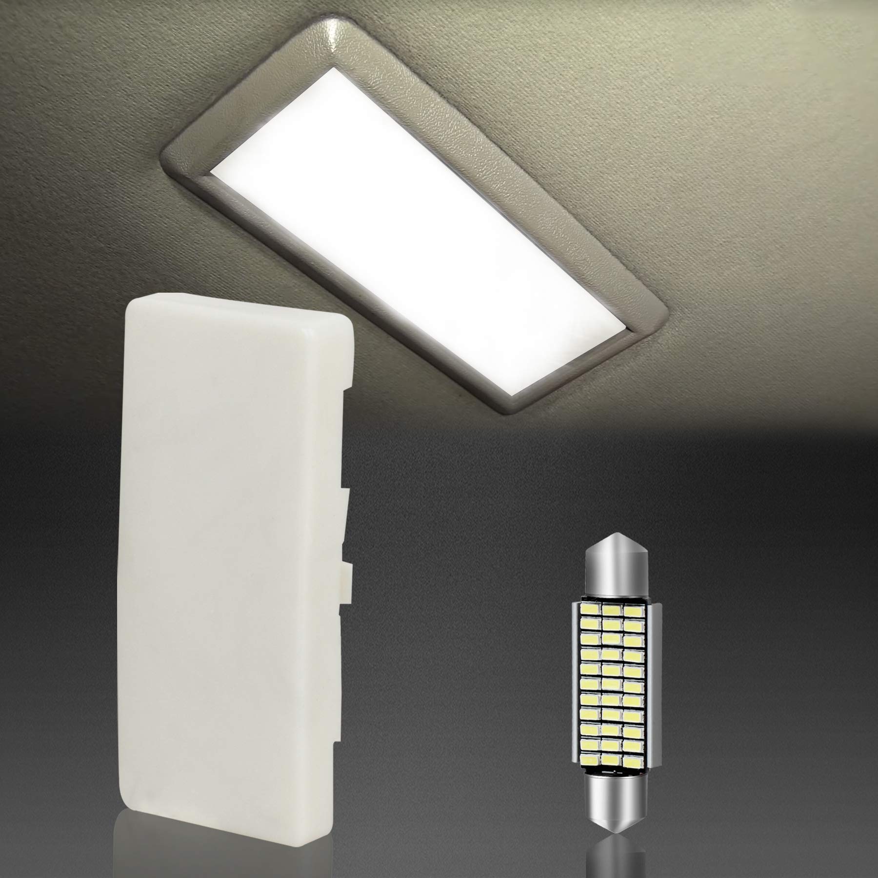 Hercoo Dome Light Lens Cover Interior Roof Map Housing With Led White Blubs Compatible With Chevy S10 Gmc Sonoma 1991-2003 (For Standard/Extended Cab)