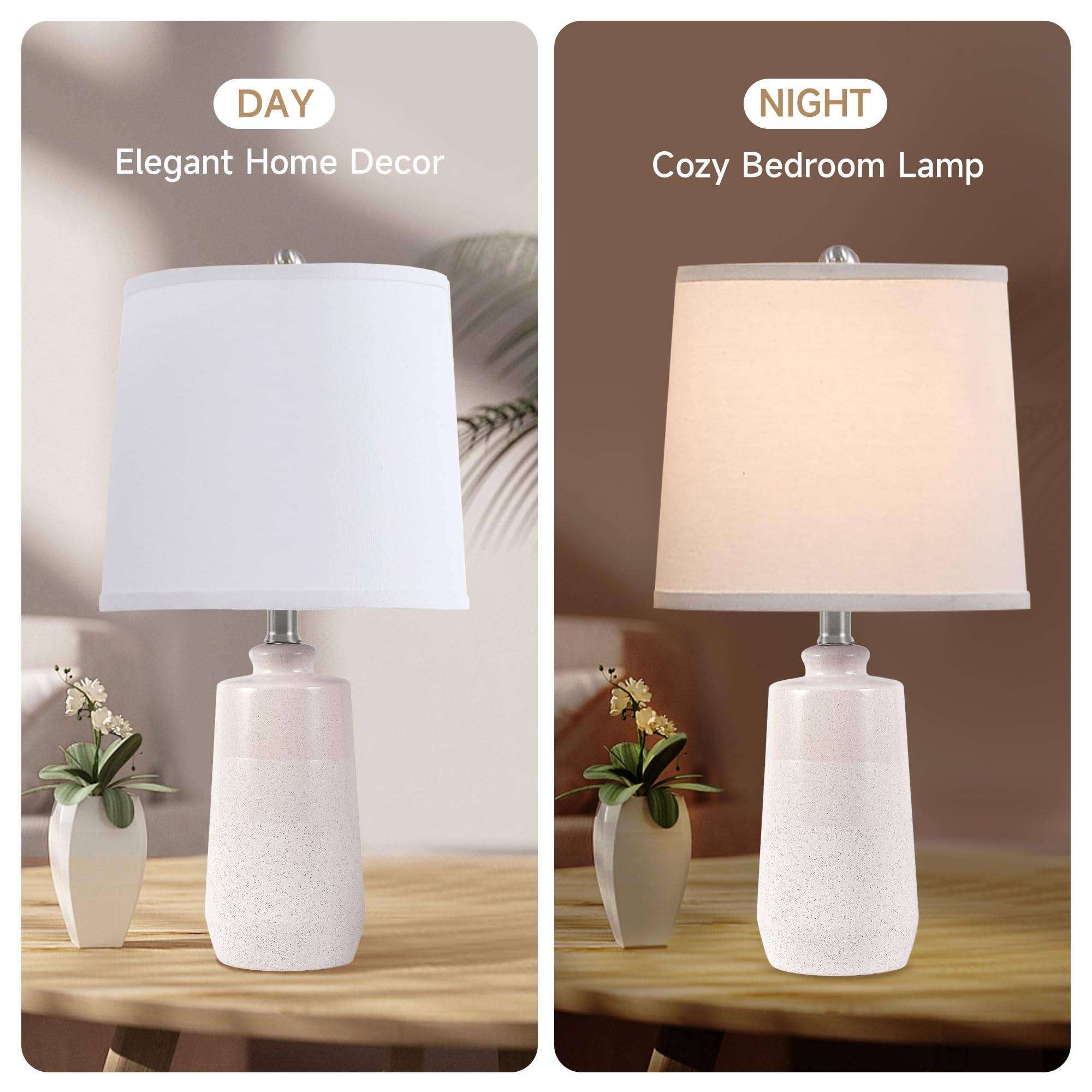 Euo 20.5'' Ceramic Table Lamp Set Of 2 For Bedrooms, White Lamps Set Of 2 For Living Room, Minimalist Ceramic Lamps With White B