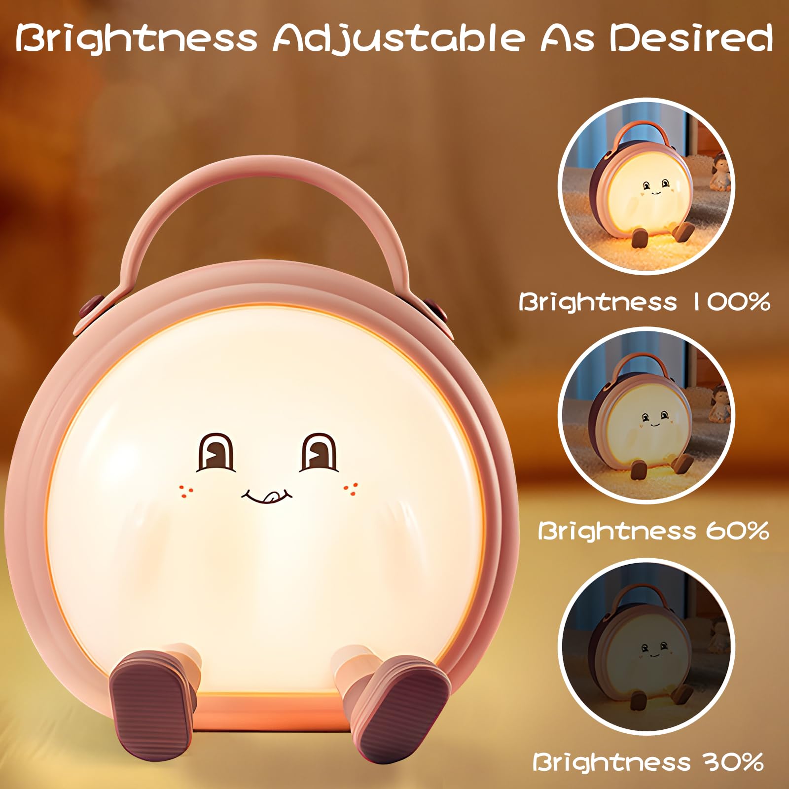Hpydiy Night Light For Boys And Girls Cute Room Decor Portable Night Lamp Touch-Controlled Lighting Usb Rechargeable Led Bedroom Lighting Timer Bedside Table Lamps