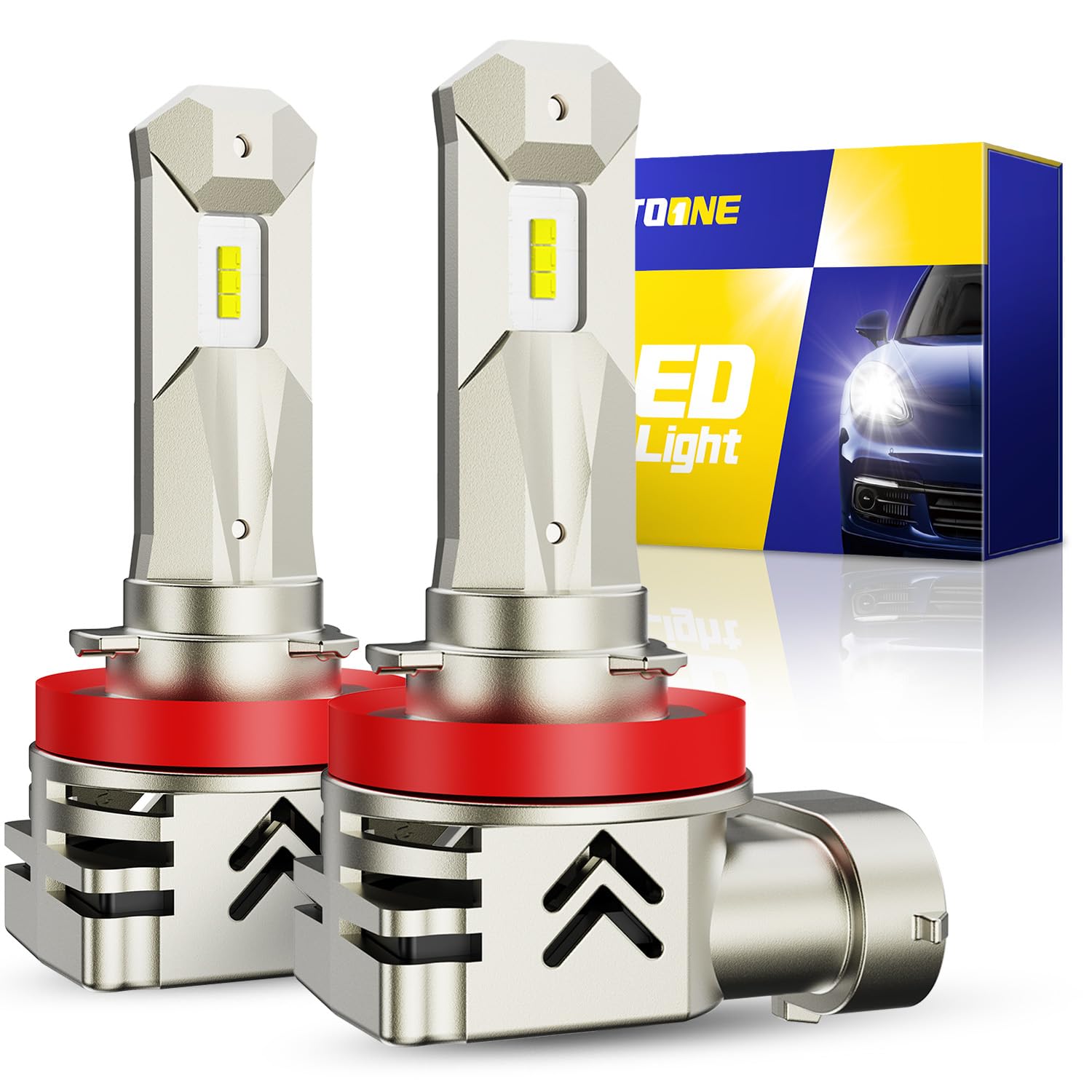 AUTOONE H11 LED Light Bulbs, 18000LM Super Bright Fog Lights, 6000K Cool White, Plug and Play, Pack of 2