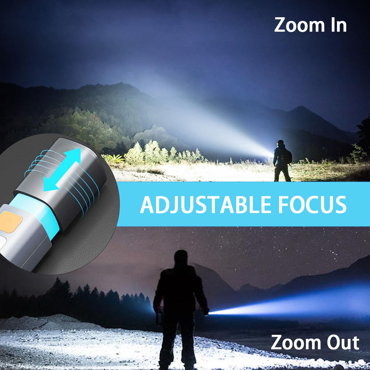YOUAWE Rechargeable LED Flashlights High Lumens, 20,000 Lumens Super Bright Flashlight with USB Cable and Hook, 3 Modes, Waterpr