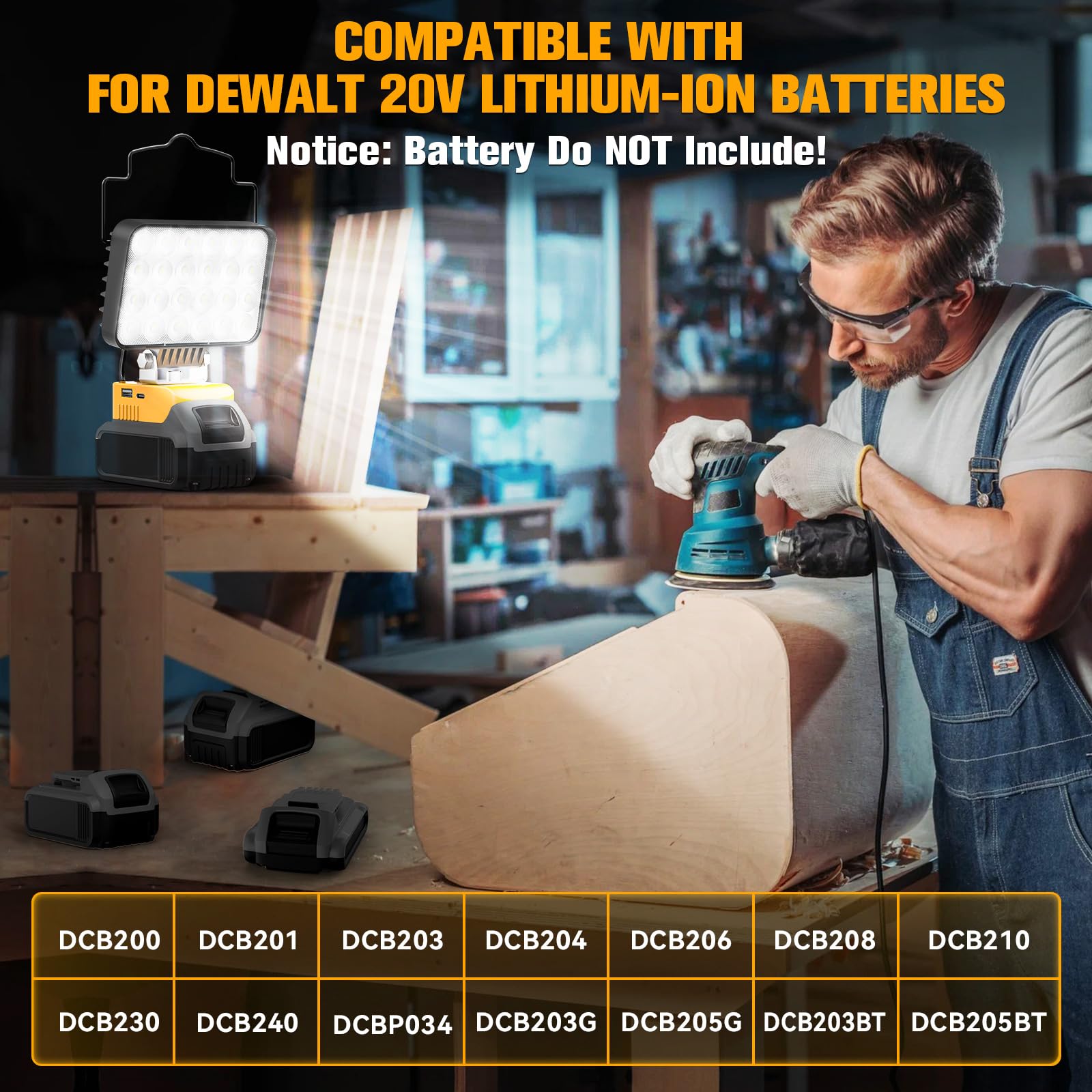 20V Work Light For Dewalt Battery: 78W 7800 Lumen Flashlight Battery Light Portable Worklight - Tools Lights Battery Operated Li