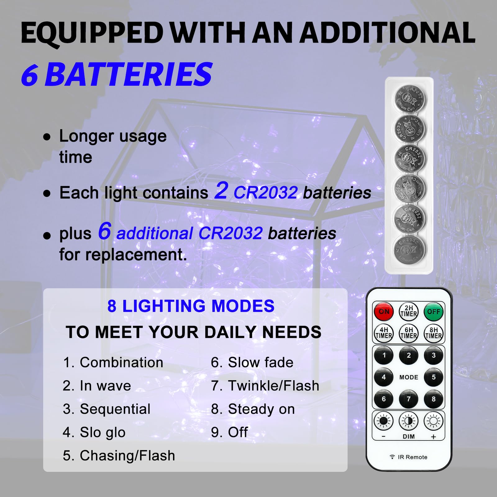 Sinamer 6Pcs Fairy Lights Battery Powered With Remote, 7Ft 20Leds Blue Twinkle Mini Lights With Timer, Waterproof Small Silver Wire Firefly Starry For Diy Wedding Party Christmas