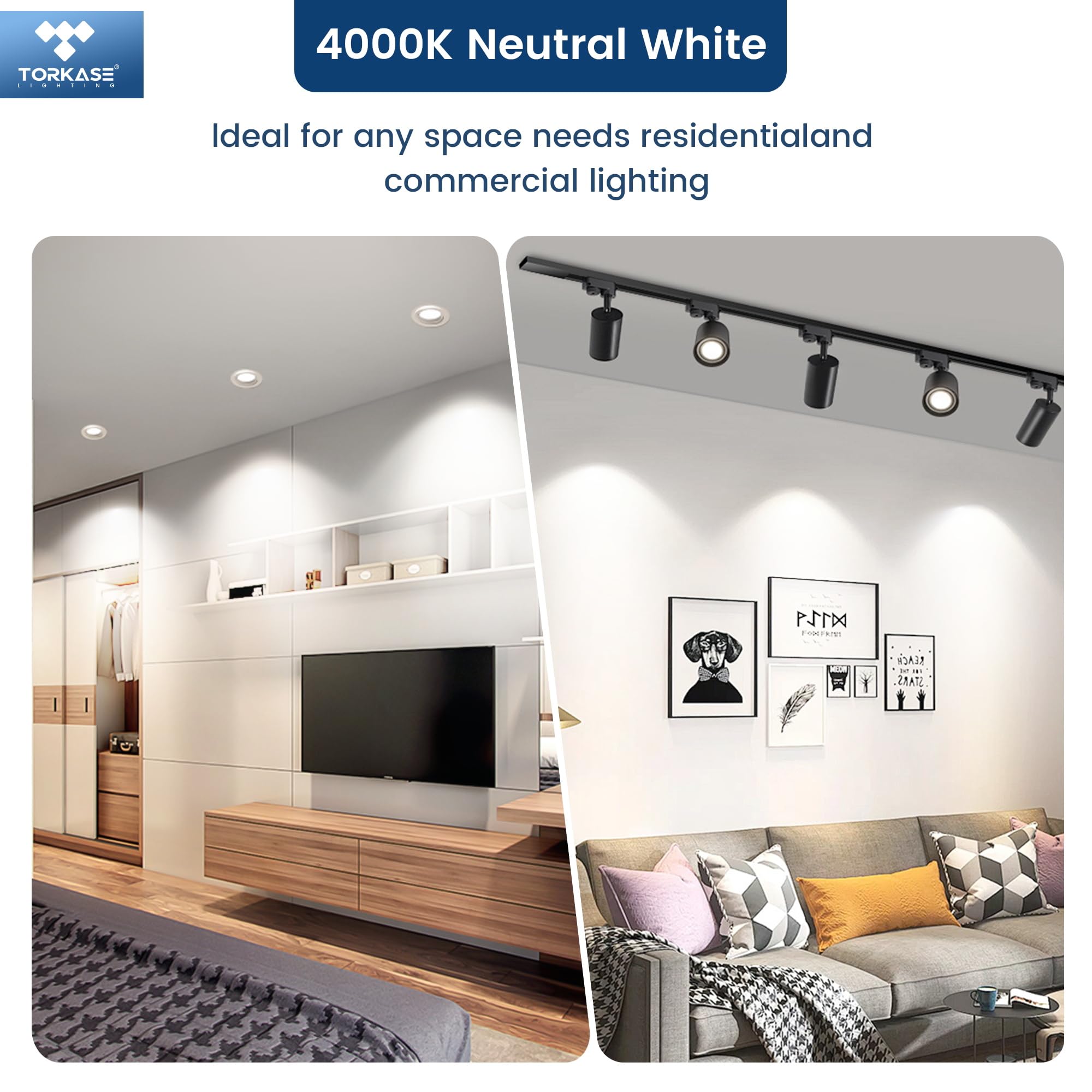 Torkase Dimmable Mr16 Led Light Bulb,Gu10 Base,120V,4000K Neutral White,5W(50W Halogen Replacement),500Lm,40 Narrow Beam Range H