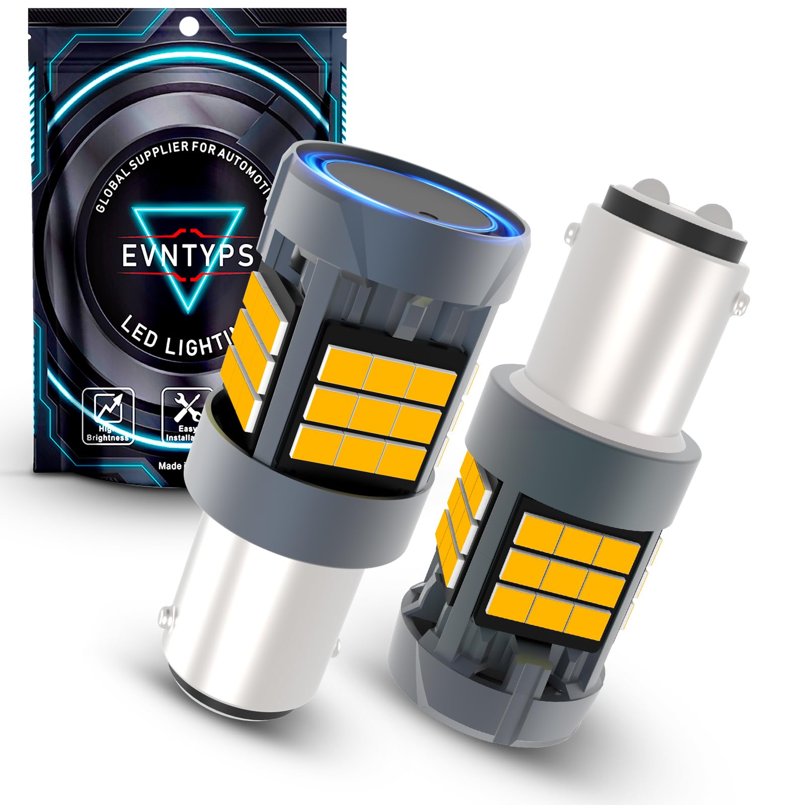 evntyps 1157 LED Bulb Amber Yellow With Built in Resistor 1157NA Turn Signal Bulbs Anti Hyper Flash CANBUS Error Free,1157A 2057