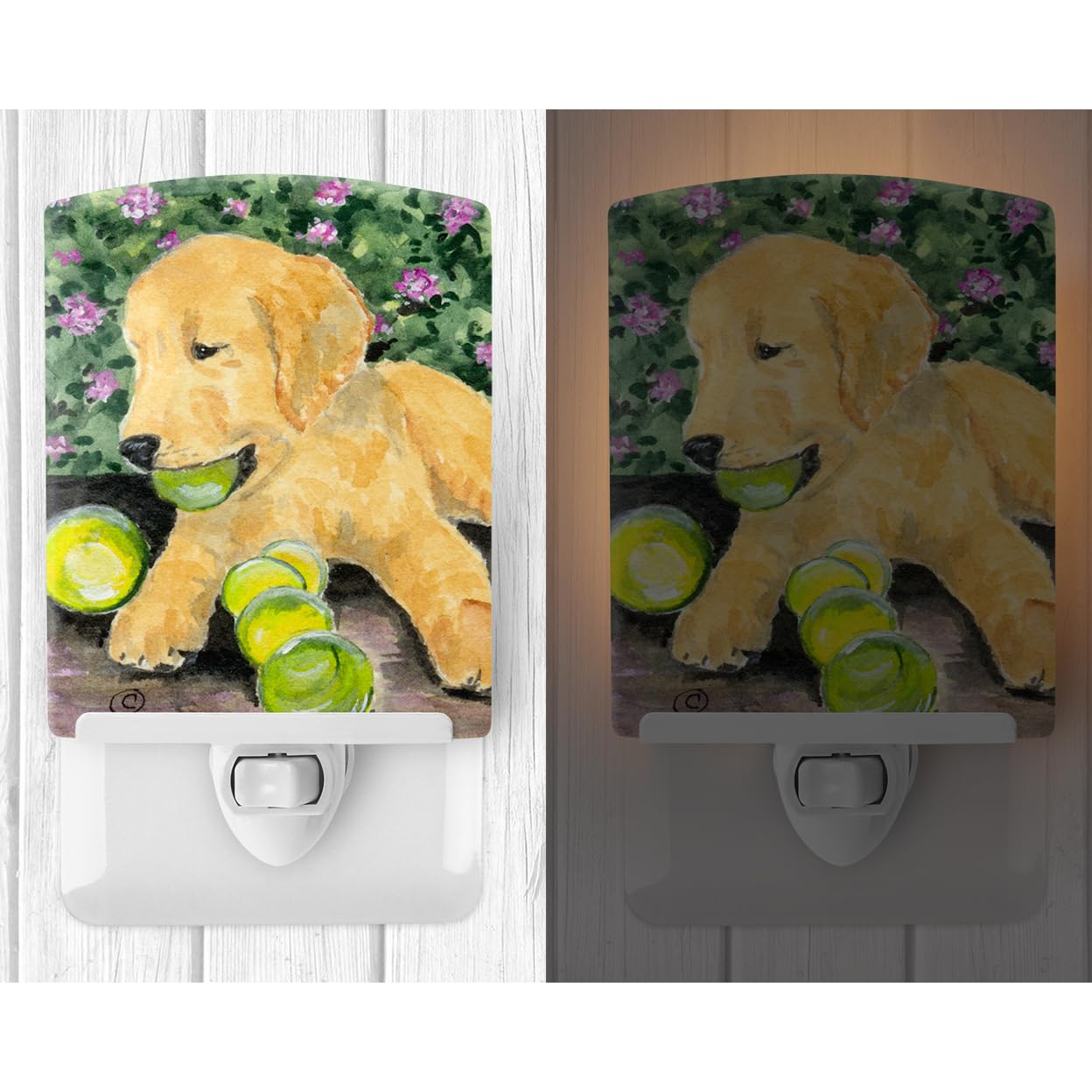 Caroline'S Treasures Ss8759Cnl Golden Retriever Ceramic Night Light Compact, Ul-Certified, Ideal For Bedroom, Bathroom, Nursery, Hallway, Kitchen, 6X4X3, Multicolor
