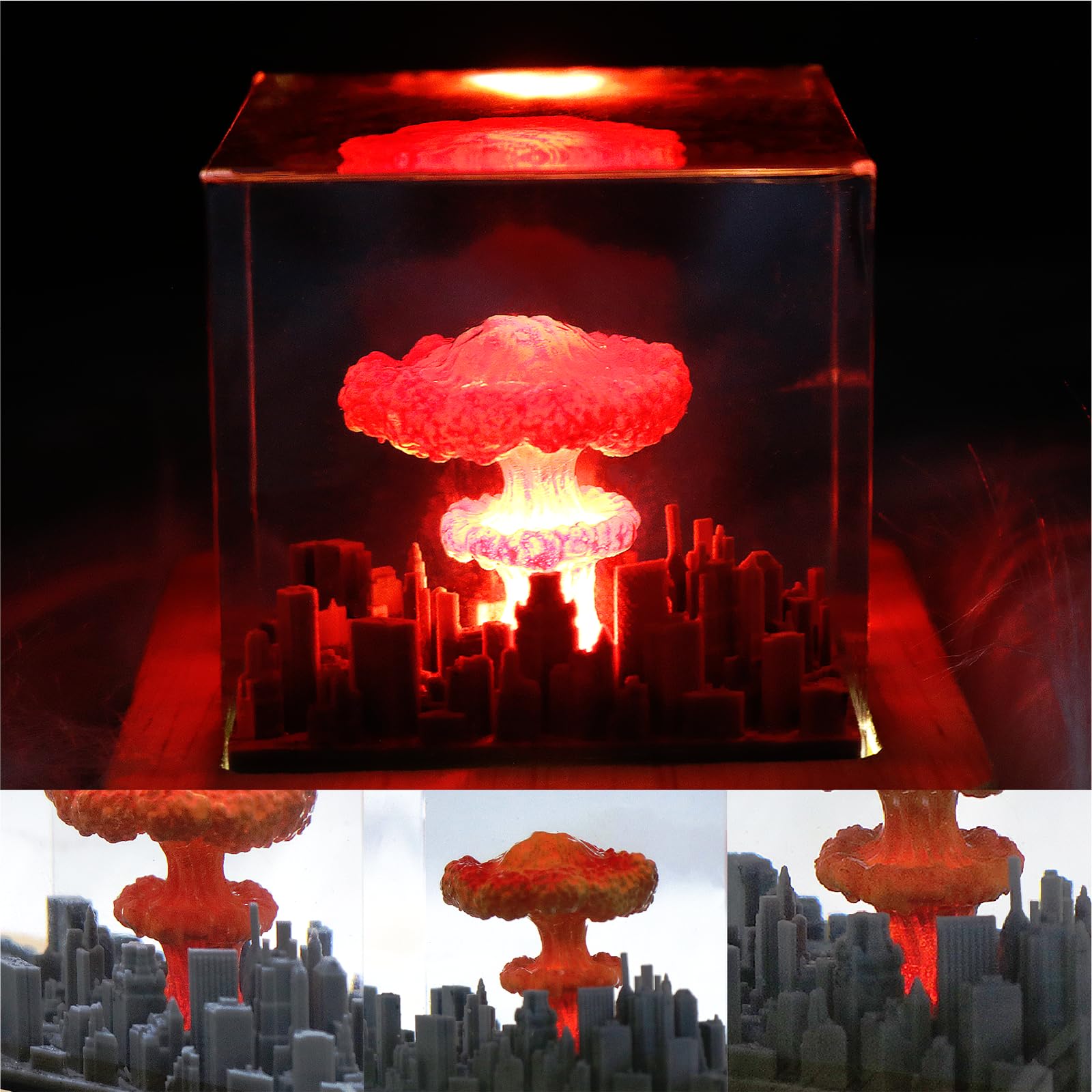 Mushroom Cloud Nuclear Blast Lamp Ornament, Atomic Bomb Model Atmospheric Lamp, Epoxy Resin Night Light, Bedroom Living Room Decor, Suitable For The Holidays