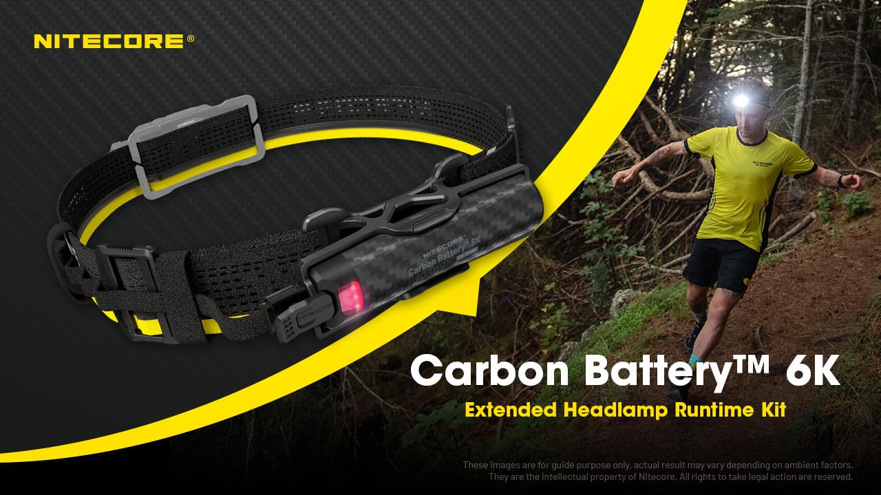 Nitecore Carbon Battery 6K Kit Headlamp Runtime Extender For Nu40, Nu43, Nu45, Nu50, And Hc65 Uhe Headlamps