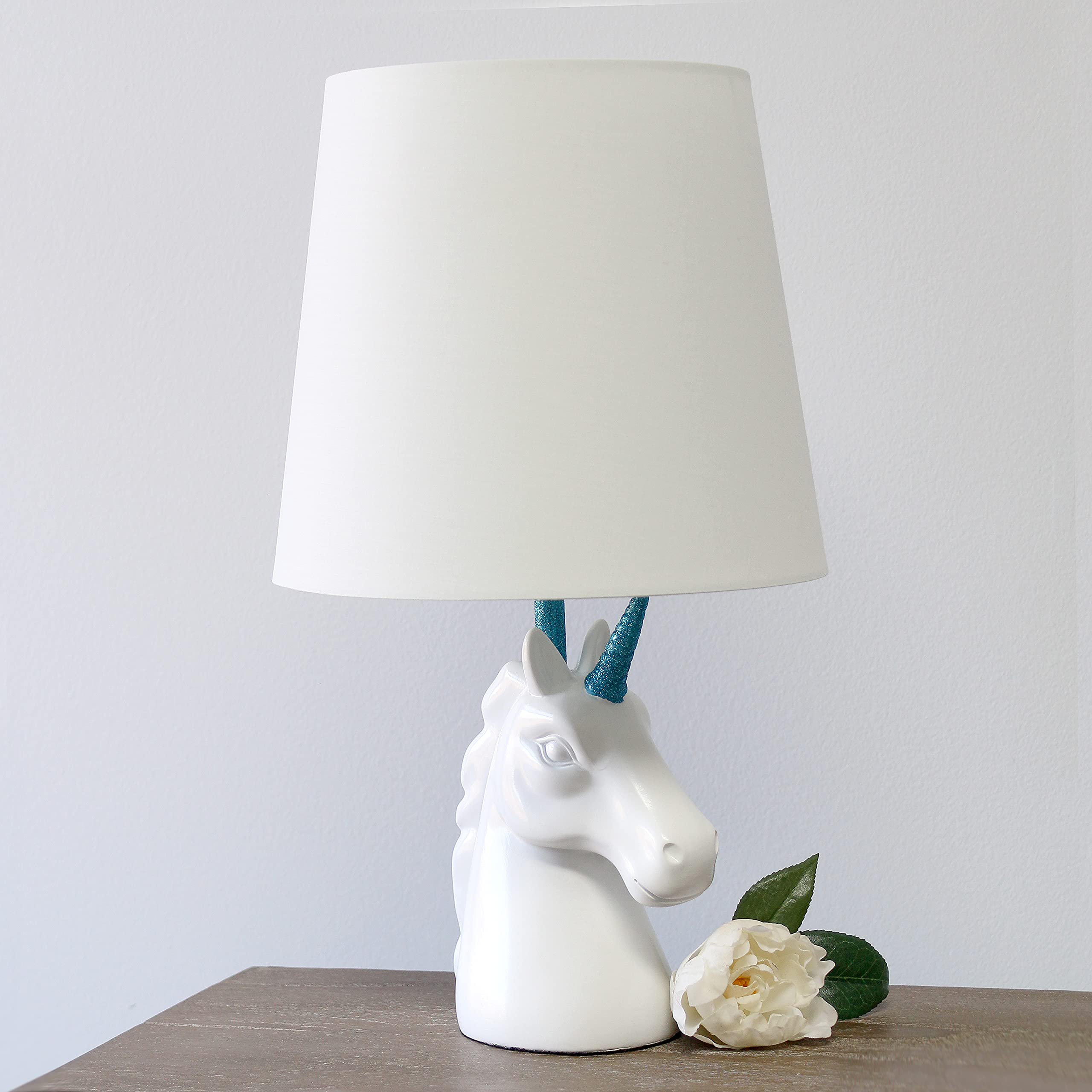 Simple Designs Lt1078-Blu Sparkling Glitter Unicorn Table Lamp, Blue