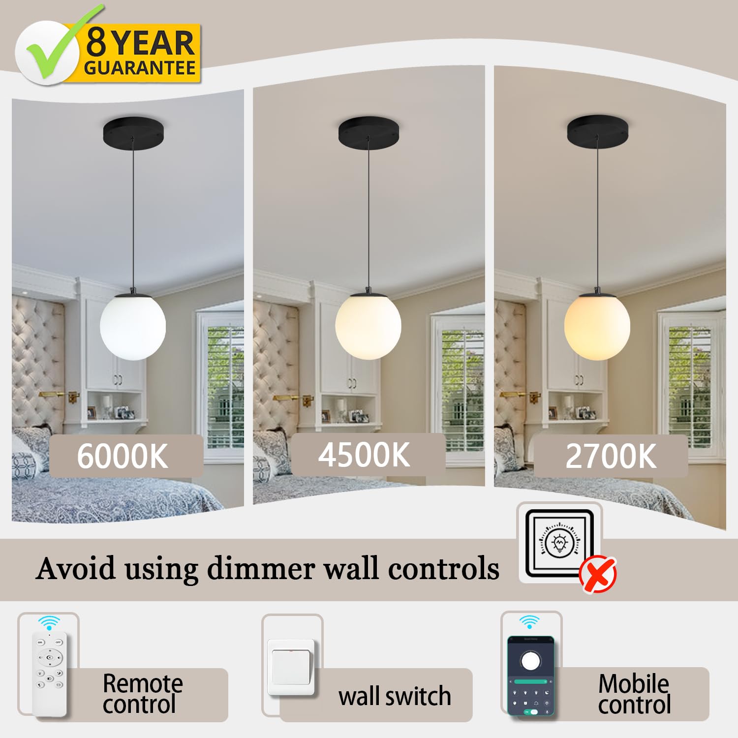 Ykolupty Globe Pendant Light  Modern Hanging Lighting Fixture Matte Black Chandelier With Clear Glass Shades Pendant Light For Kitchen Island  Dining Room  Living Room  Entry Hallway