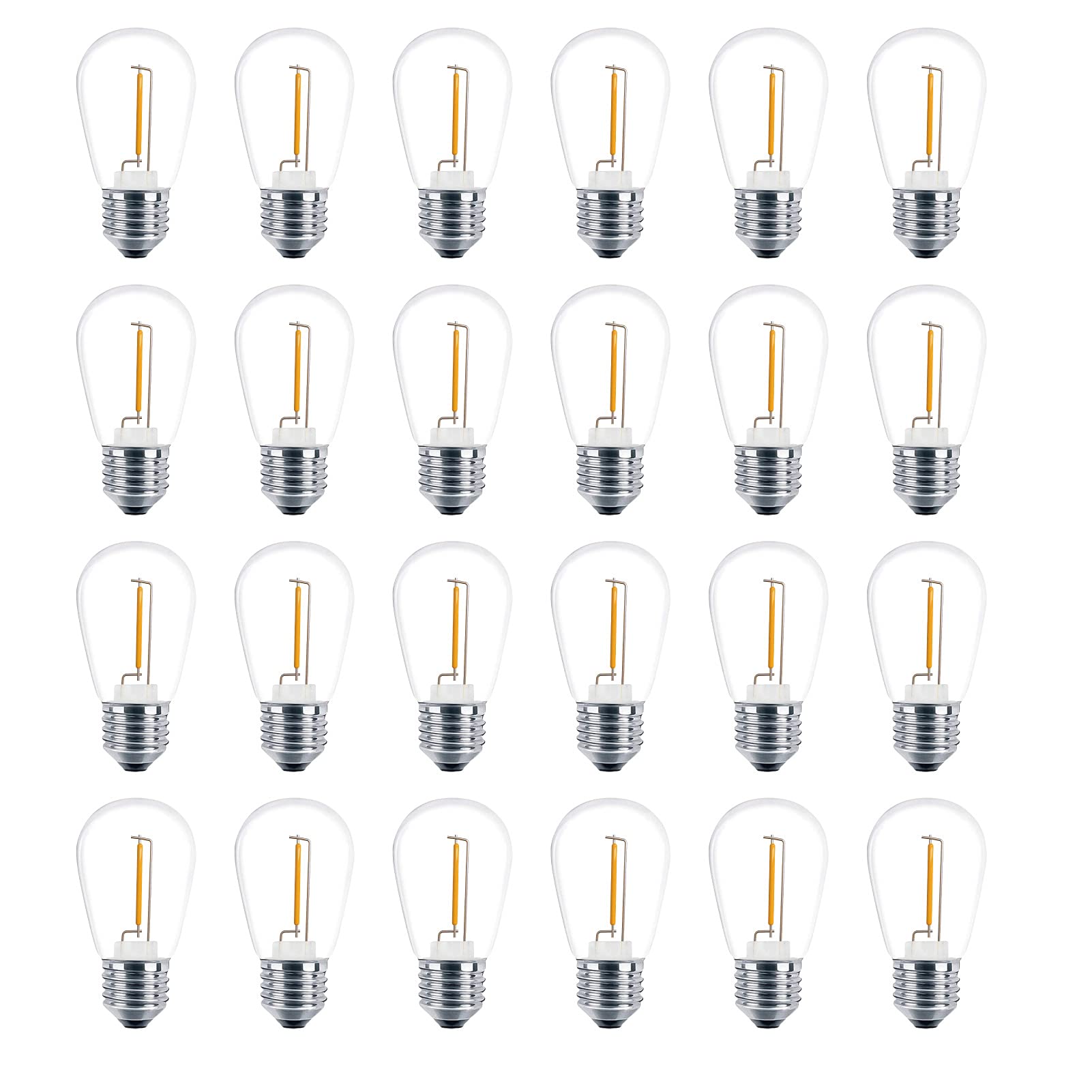 Meconard 24 Pack Led S14 Replacement Light Bulbs, Shatterproof Outdoor 1 Watt To Replace 11Watts String Incandescent Bulb, E26 R