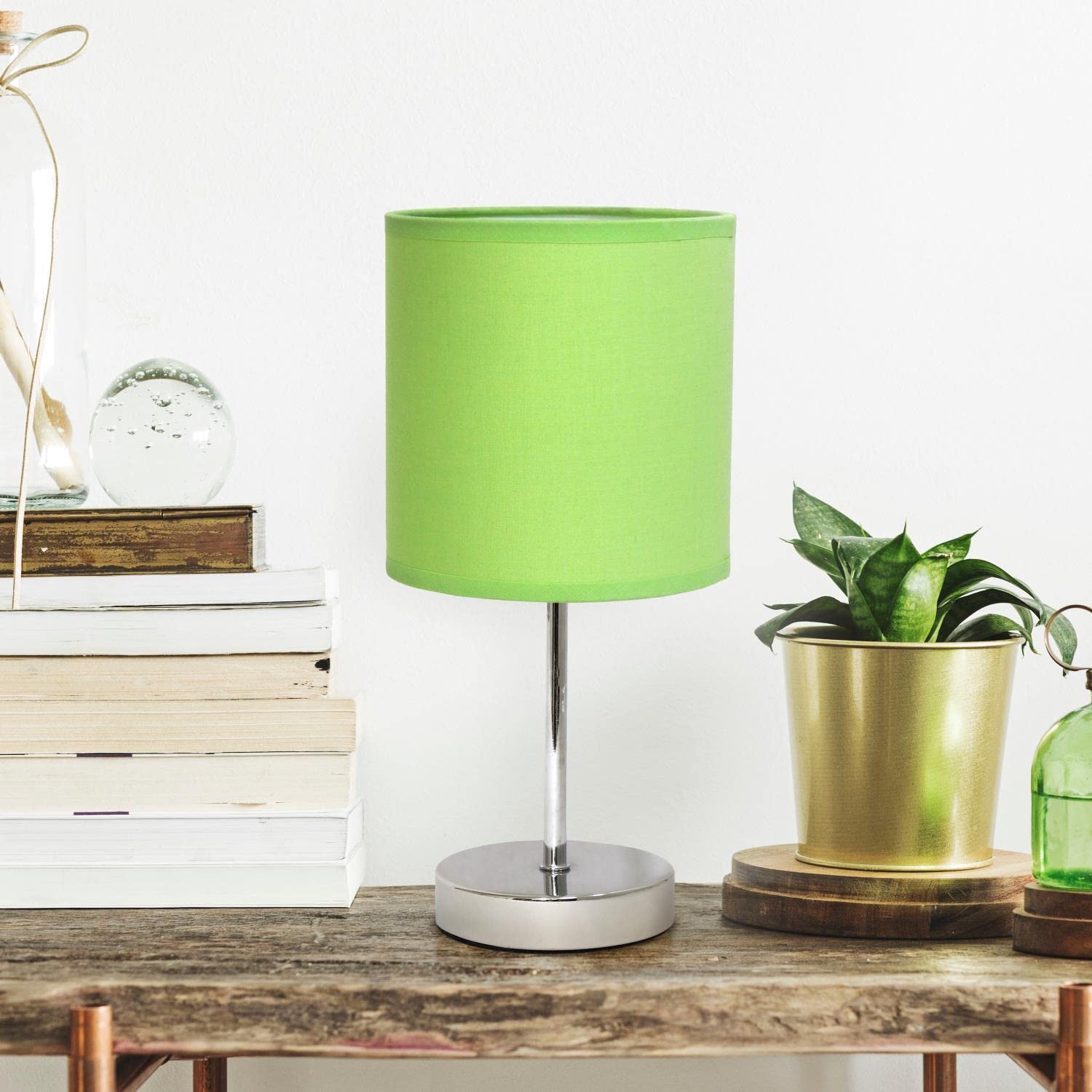 Creekwood Home Nauru 11.81&quot; Chrome Metal Bedside Table Desk Lamp With Fabric Shade