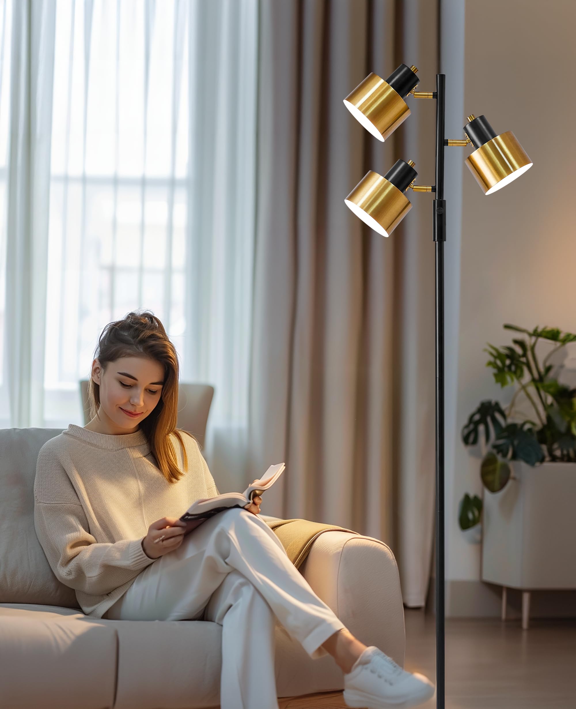 OYEARS Floor Lamp for Living Room Bright Lighting Tall Modern Industrial Vintage Standing Corner Lamps LED Metal Light Office Be