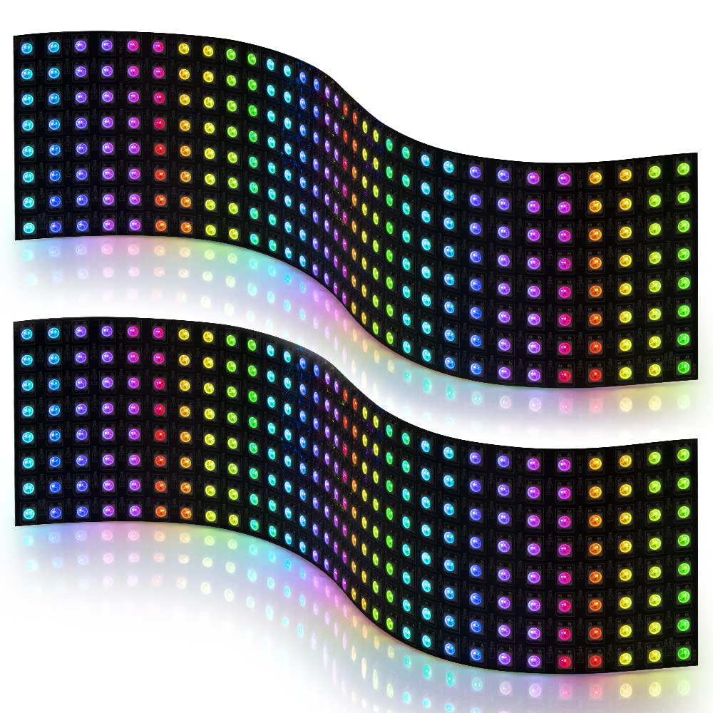 Btf-Lighting 2 Pack Ws2812B Eco Rgb Alloy Wires 5050Smd Individual Addressable 8X32 256 Pixel Led Matrix Flexible Fpcb Full Colo