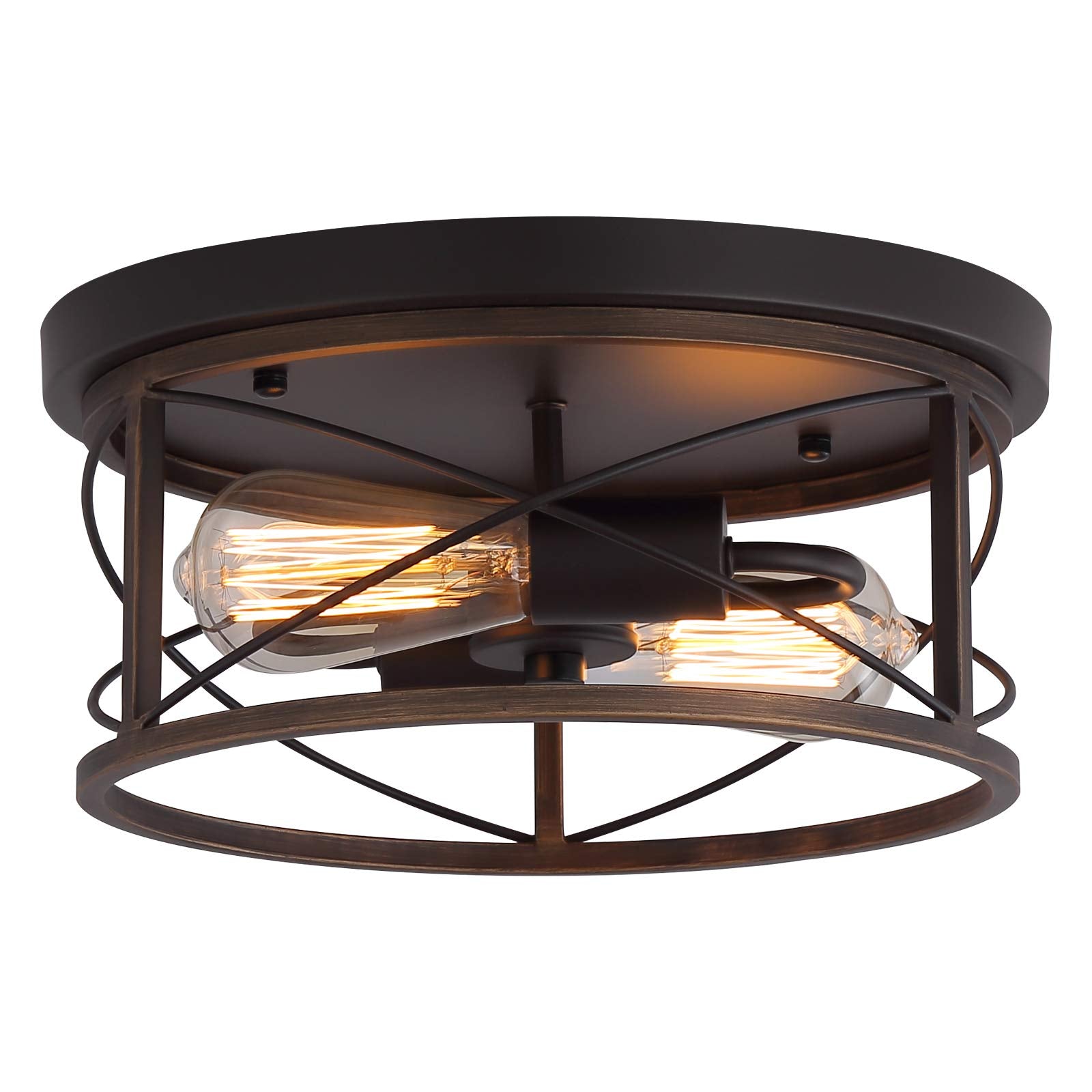 Q&S Farmhouse Ceiling Light Fixture Flush Mount,Orb+Bronze,Rustic Vintage Mini Ceiling Lighting For Hallway Entryway Kitchen Din