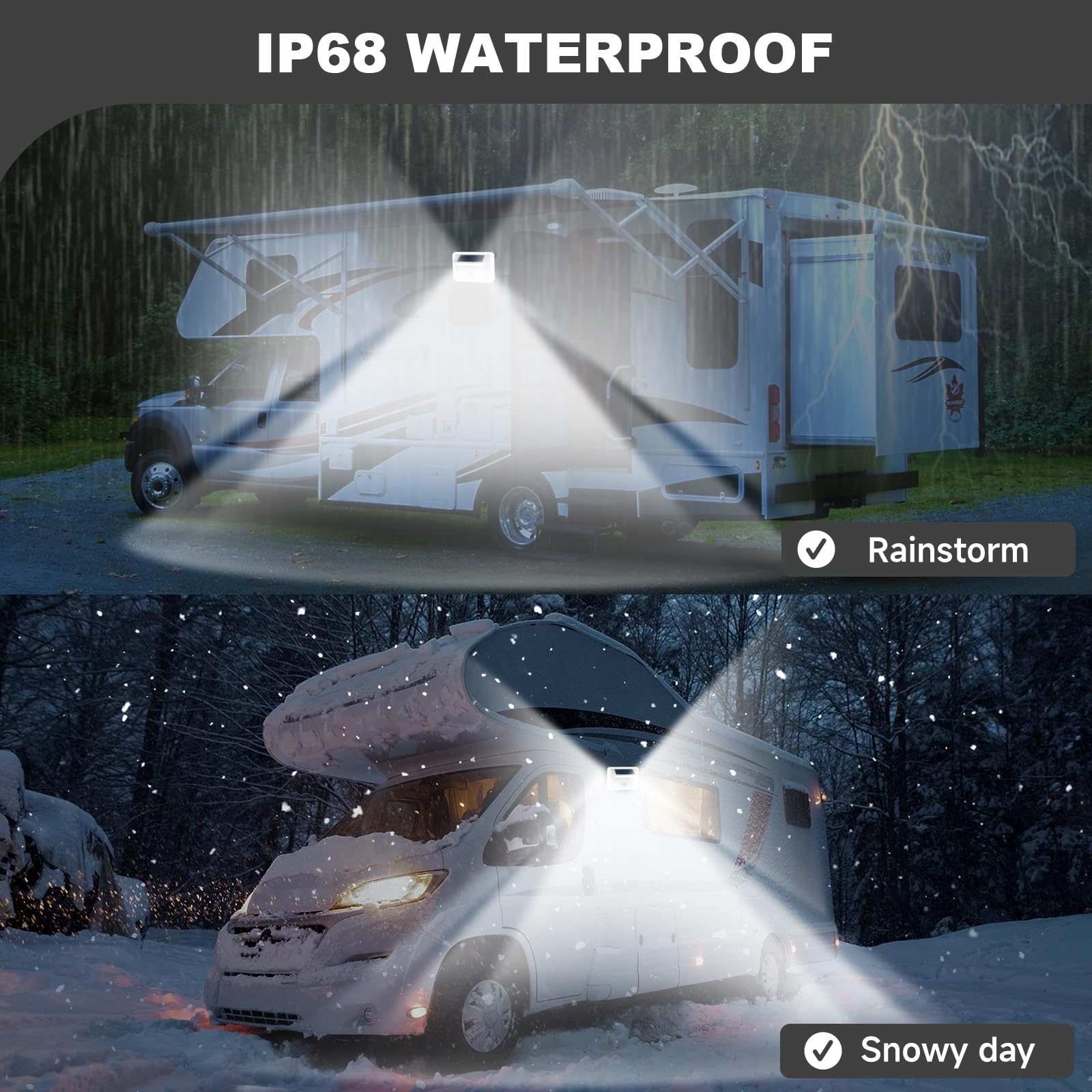 EJYTRVT Magnetic RV Solar Lights with Motion Sensor, White, 2 Pack, for Camper, Trailer, Truck