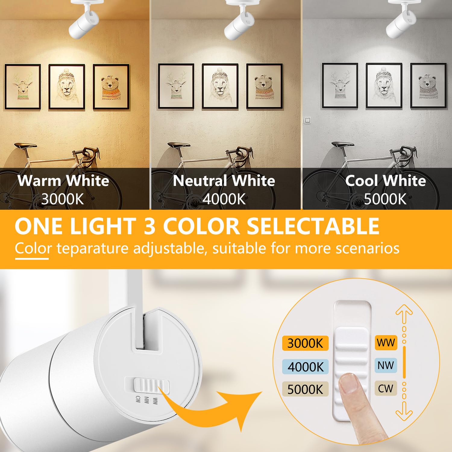 Vanoopee 3-Color Adjustable Led Ceiling Spotlight, Dimmable 10W, 1000Lm, White