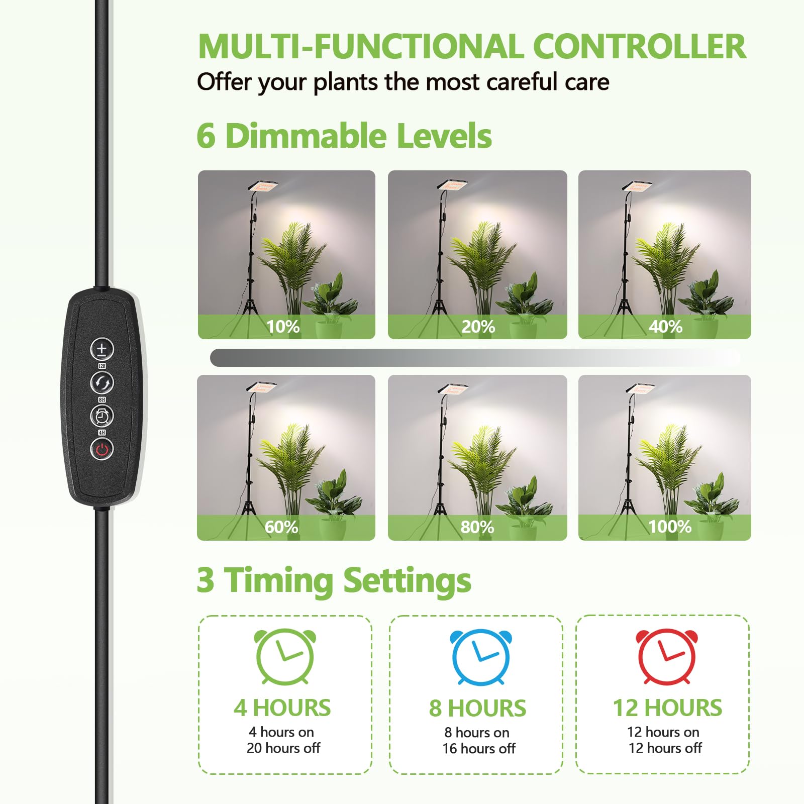 Lbw Grow Lights For Indoor Plants, 96 Leds Full Spectrum Standing Plant Grow Light With 4/8/12H Timer, 6 Dimmable Levels,68'' Ad