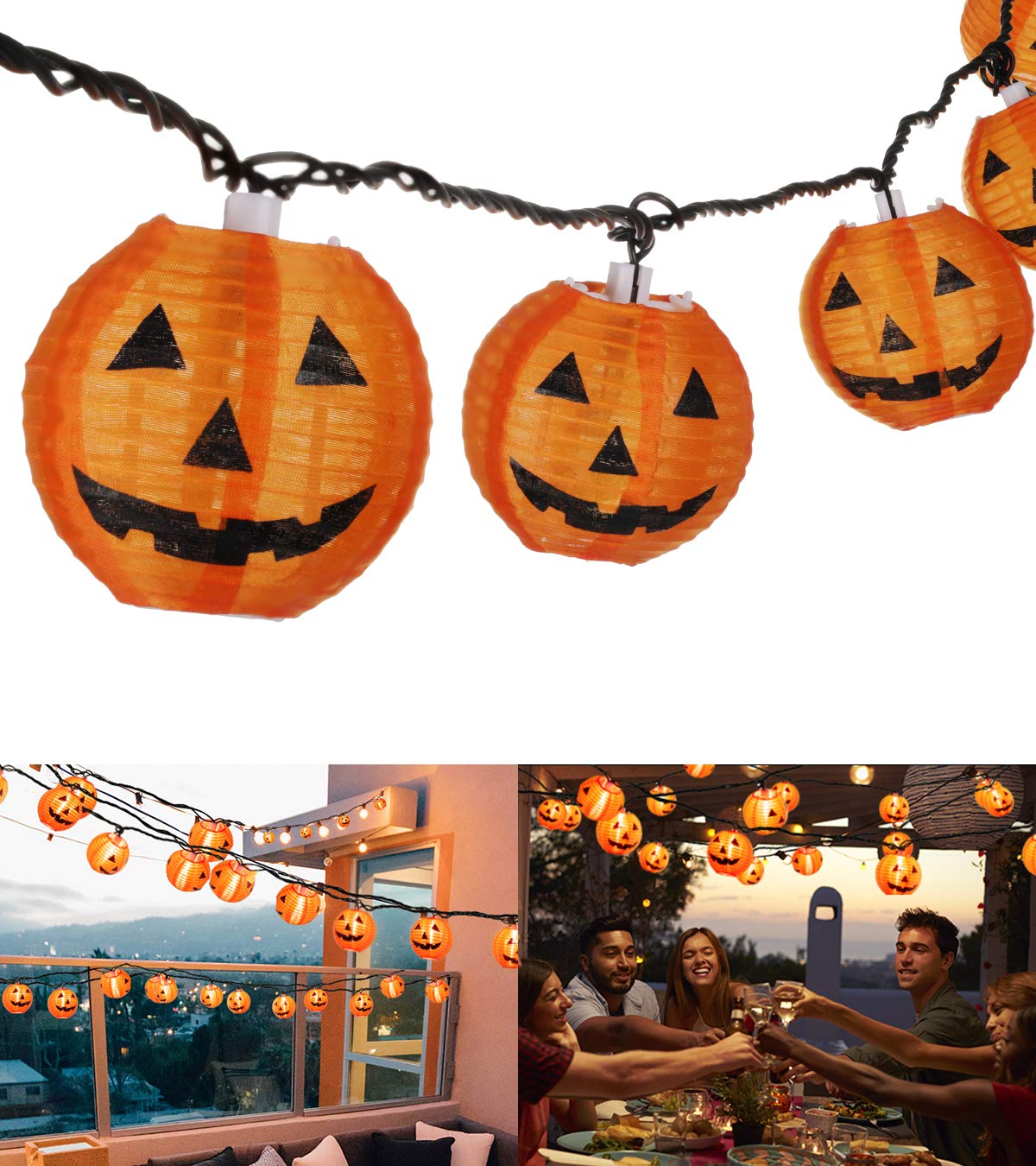 TIGOMOOV Halloween Lantern String Lights, 10 Orange Lights, 9.83FT, Indoor/Outdoor, Nylon