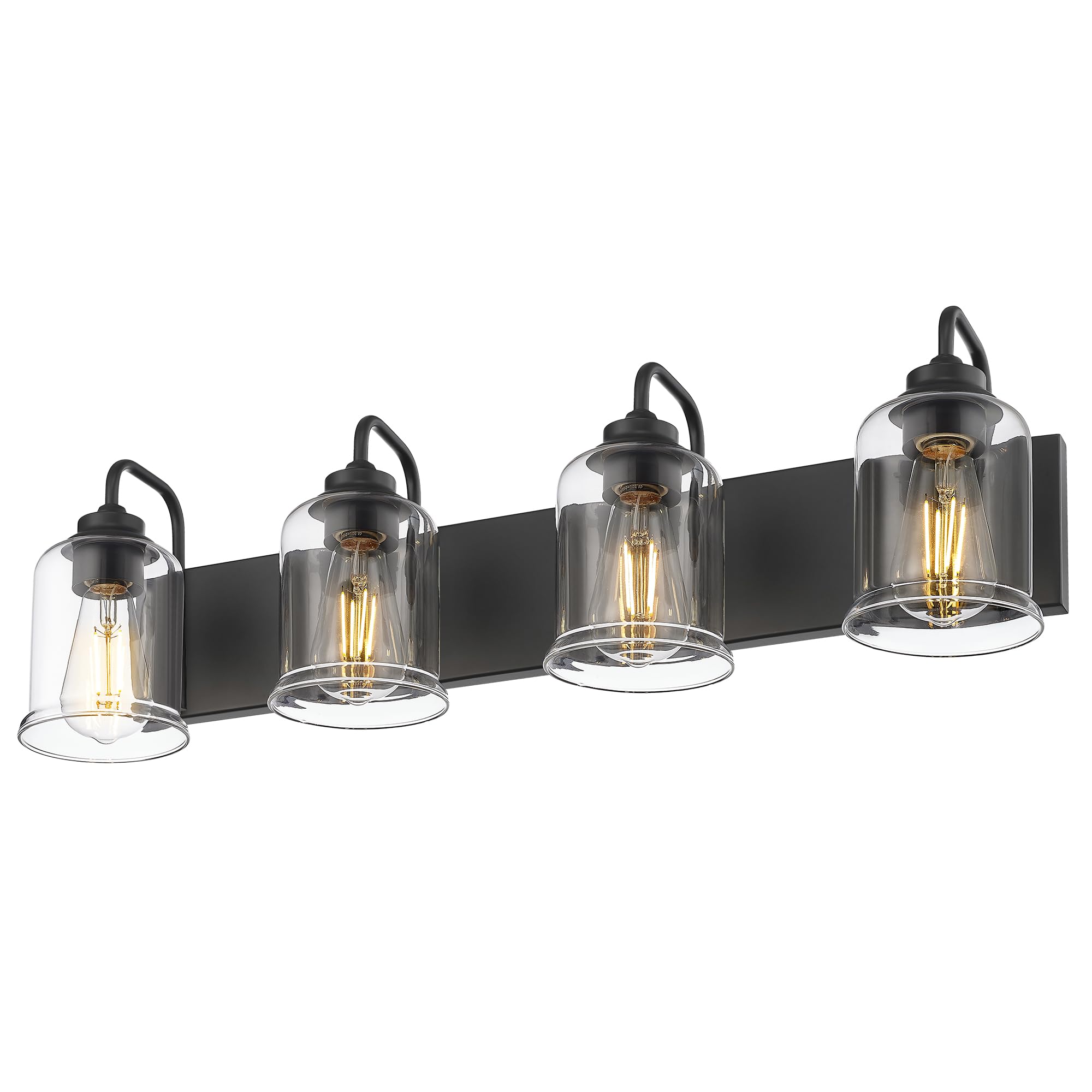 Zeyu Modern Bathroom Light Fixtures  4 Light Vanity Lighting  28.5 Bathroom Mirror Wall Light  Matte Black Finish With Clear Glass Shade  Zsl72B-4W Bk
