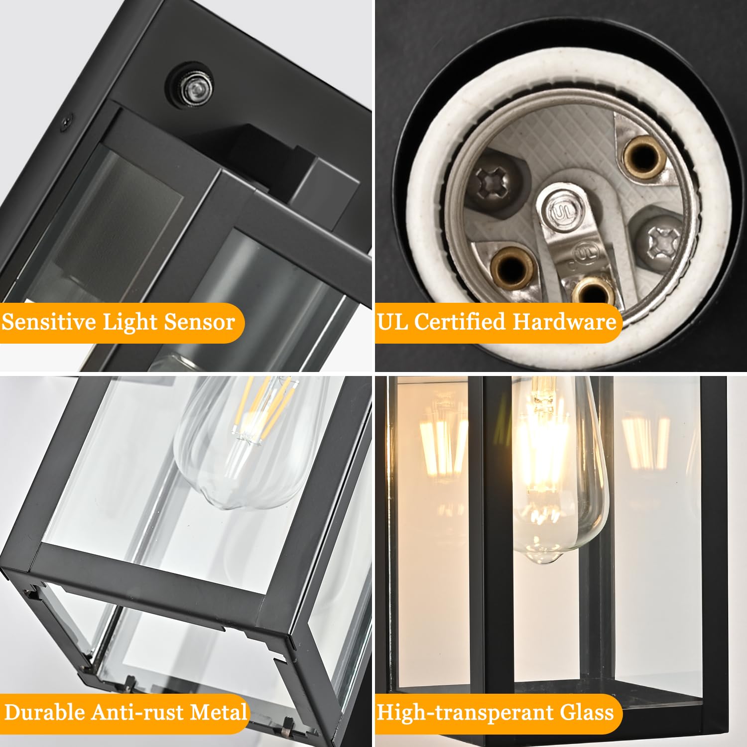 Brightwe Dusk To Dawn Outdoor Wall Lantern Exterior Wall Sconce Lighting Fixture Auto On/Off Waterproof Wall Light Fixture Wall Mounted Outdoor Lights For House Outside Lighting Front Porch