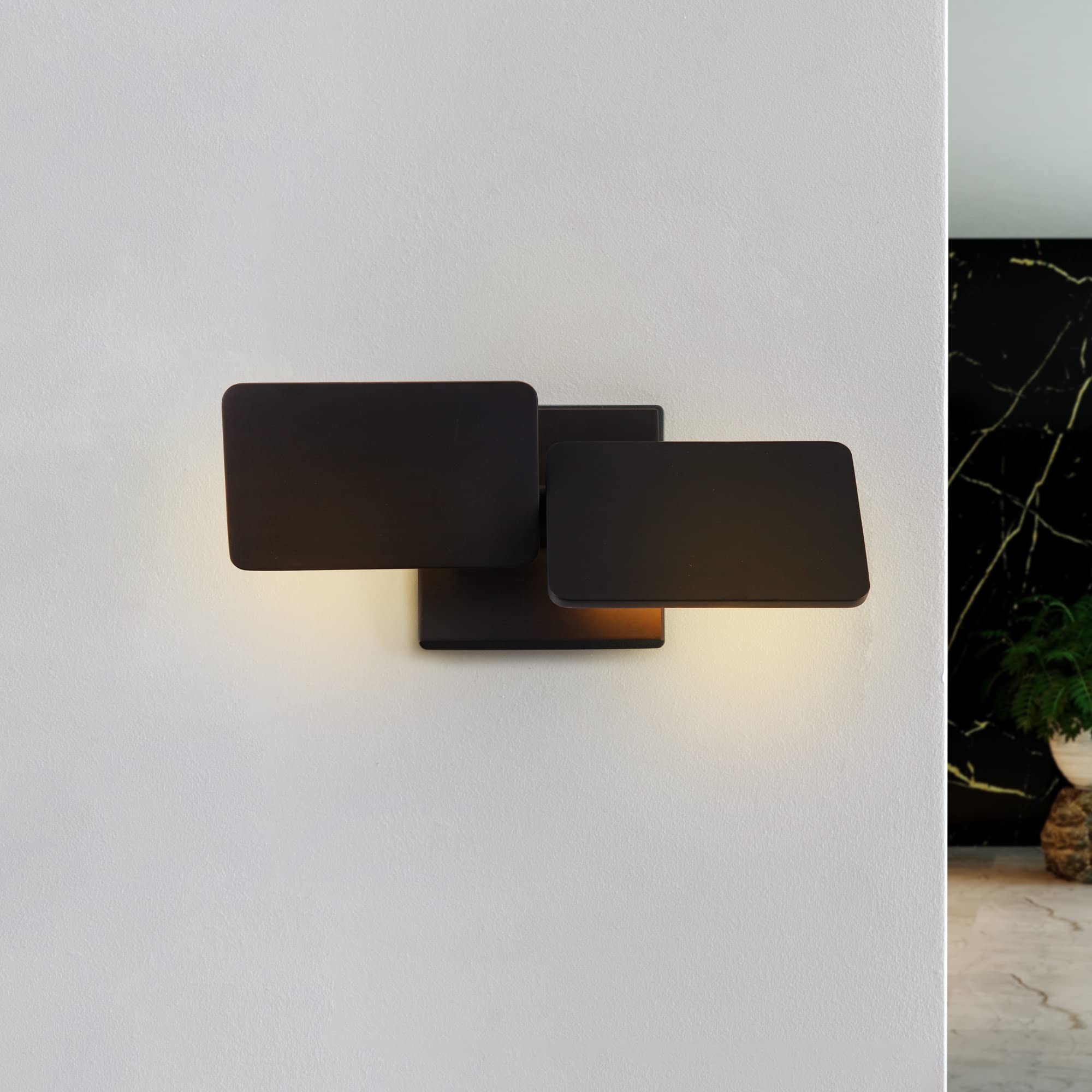 Vonn Eclipse 12" Black Led Wall Sconce Light Fixture, Rotative Design, Aluminum