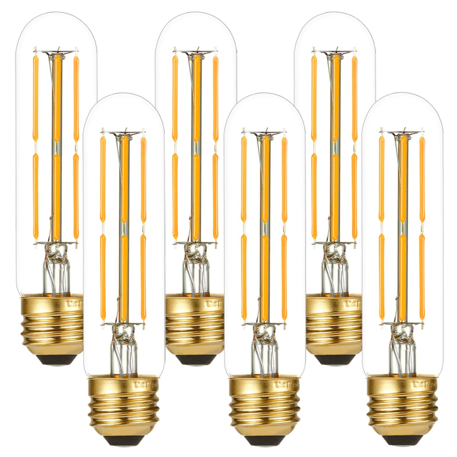 Litehistory Dimmable E26 Edison Bulb, Ac120V Warm White 2700K Light Bulbs, 6W Equal 60 Watt 600Lm Tubular T10 Led For Rustic Pen
