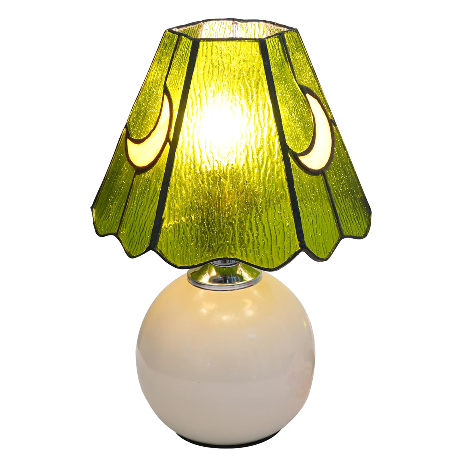 KIPHEPI Mushroom Lamp-Small Bedside Table Lamp with Moon Glass, Nightstand Lamp for Bedroom, Living Room, Cafe, Bulb Included, Home Decor for Girls Women Birthday Christmas Thanksgiving Day, Green