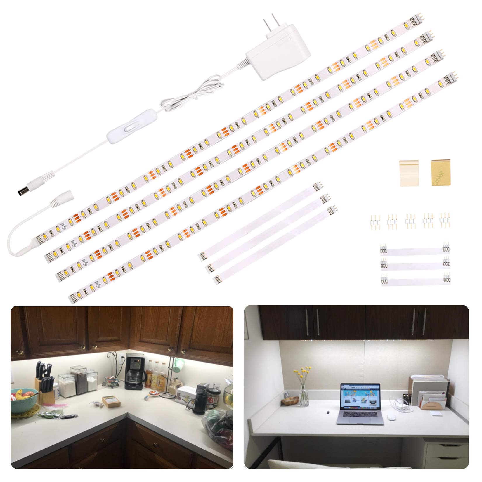 WOBANE LED Under Cabinet Lighting Kit, 1200lm, 6.6ft, Copper, 6000K White, Model CS2, Flexible Ribbon Lights for Kitchen and Showcase