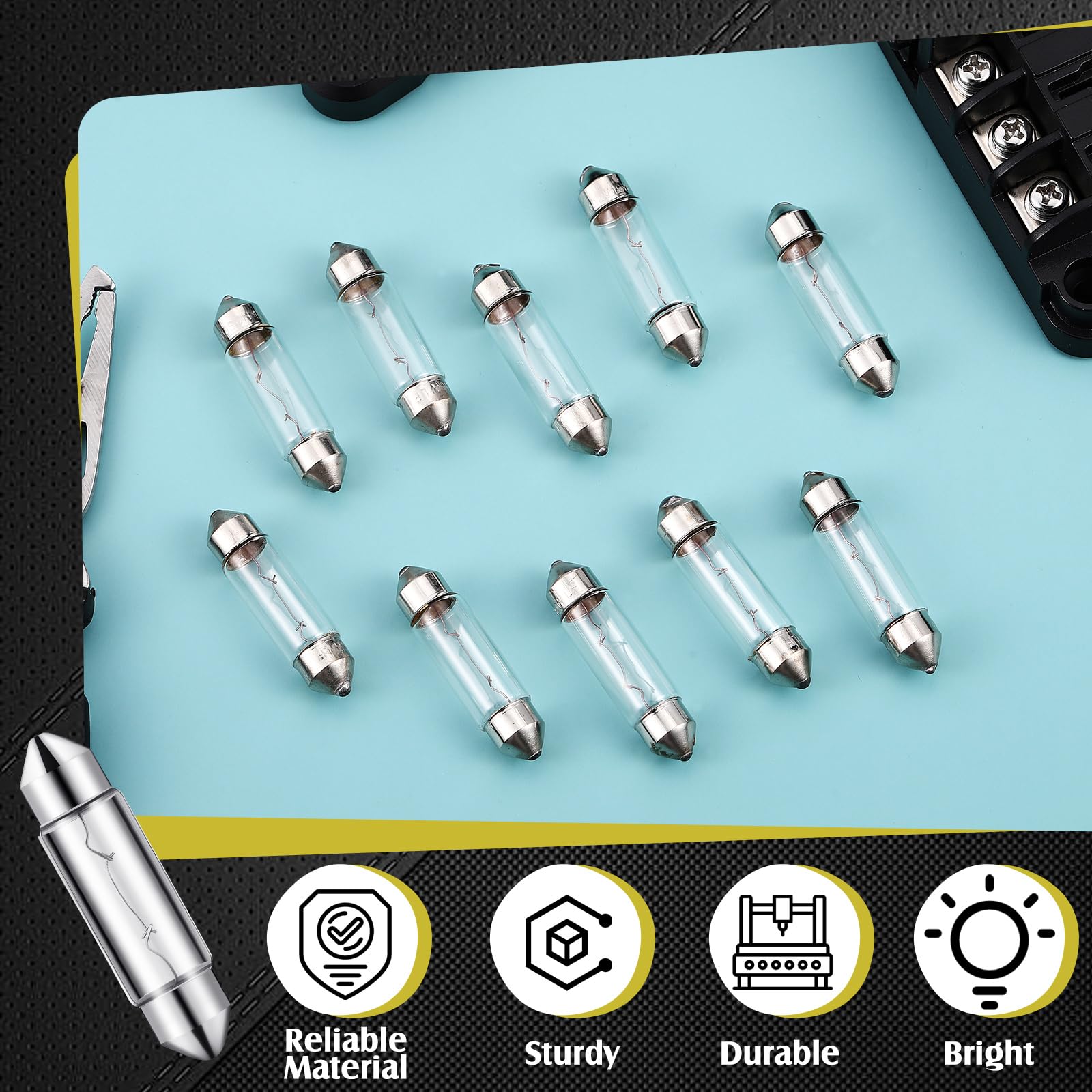Rossesay 10 Pcs 39mm Xenon Festoon Light Bulb 12V Clear Glass Under Cabinet Lighting 10W Model XUU-Rossesay-1474