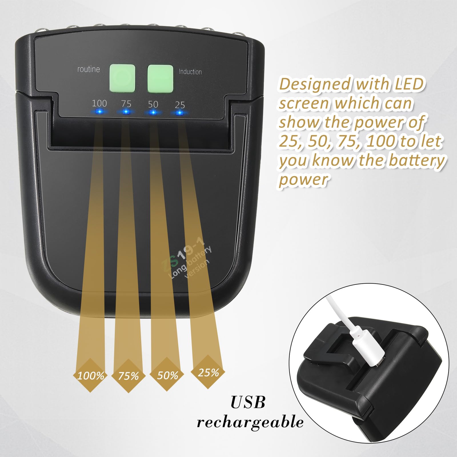 Mudder LED Clip-on Cap Lights, USB Rechargeable, Waterproof, Ultra Bright, Model 902030/803035/803040/4025100/4025130, Black/Gold